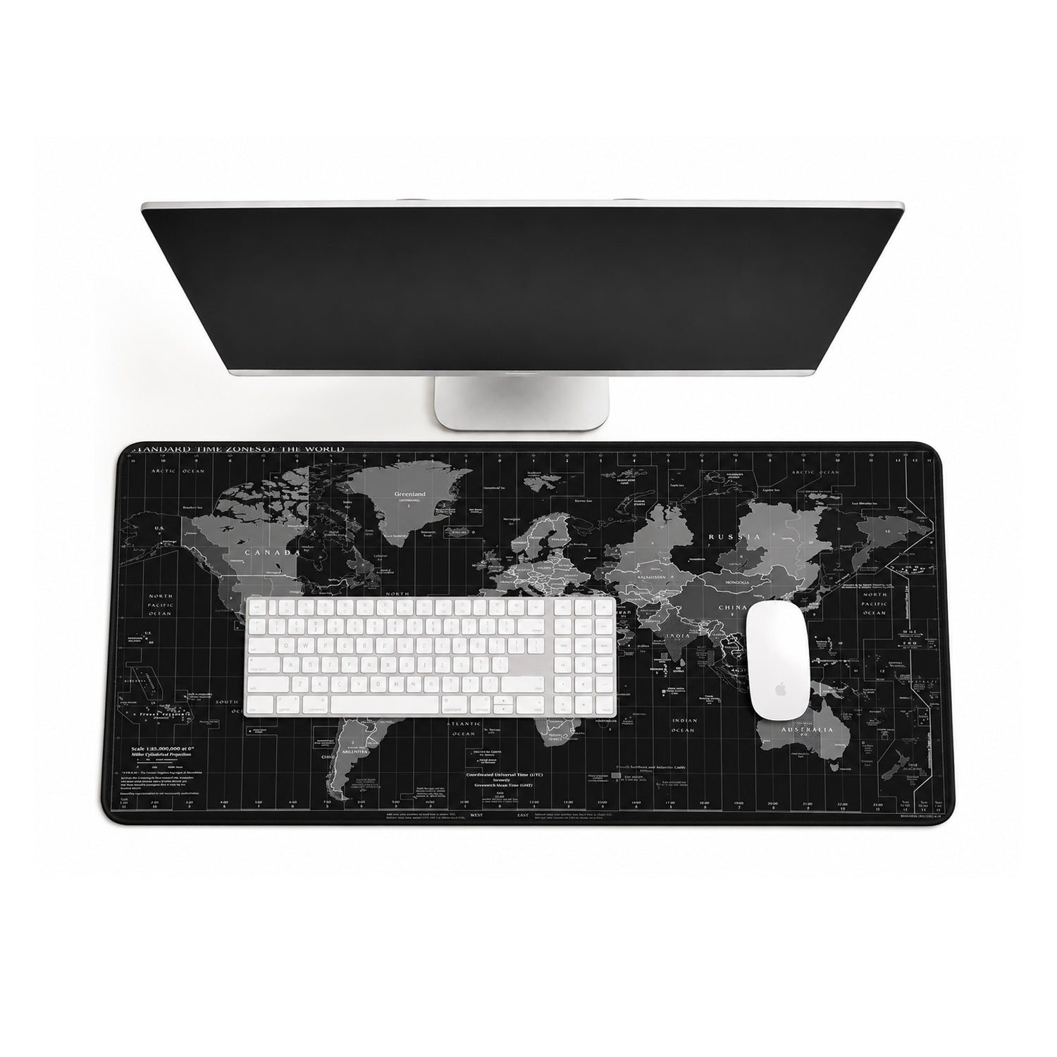 World time zone desk mat in black - artevo