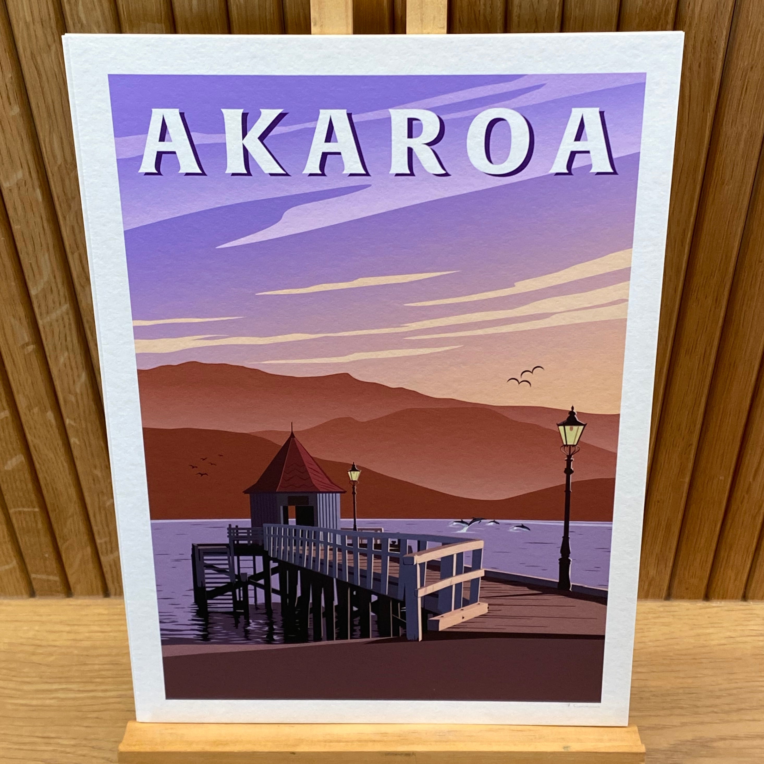 Akaroa Travel Poster, New Zealand