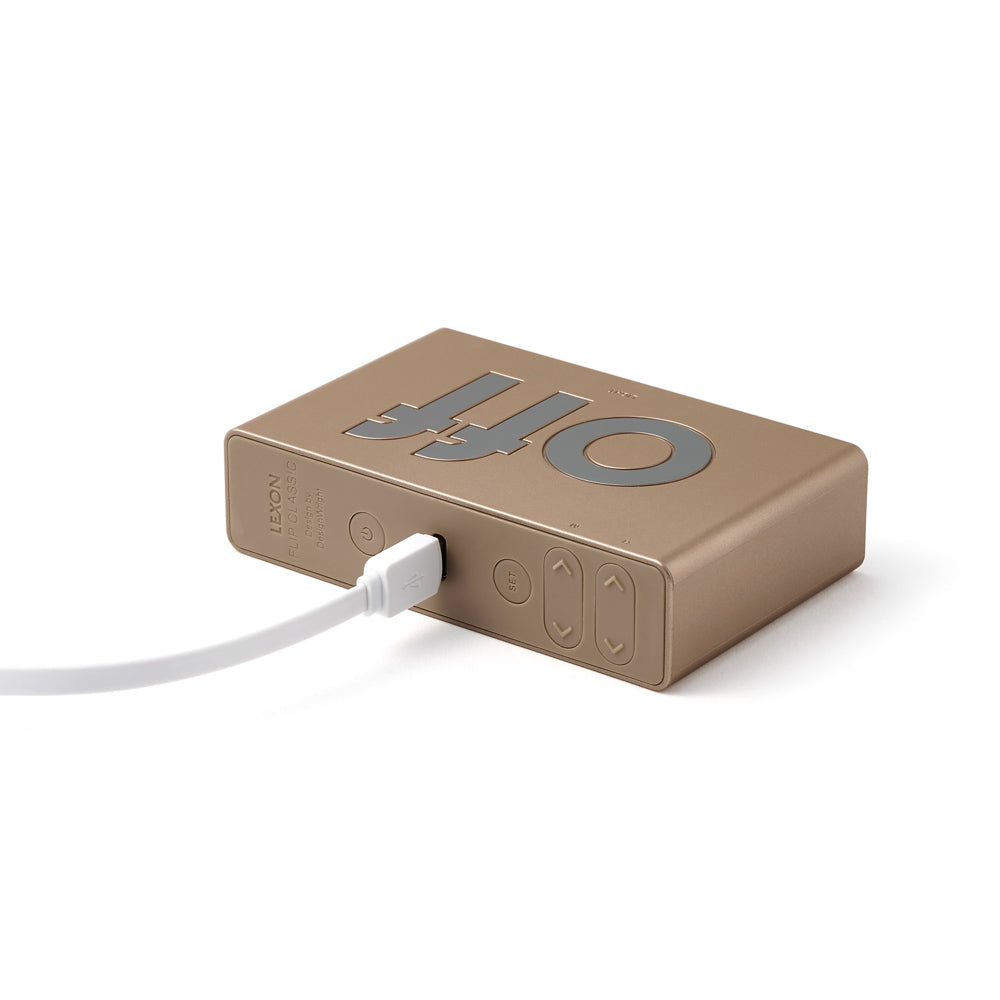 Lexon Flip Classic Rubber Digital Alarm Clock - Soft Gold