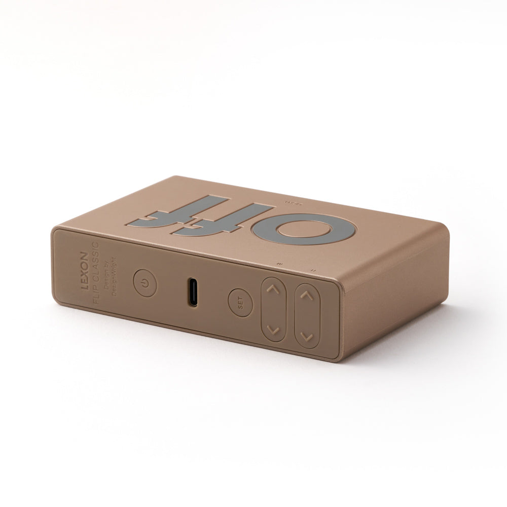 Lexon Flip Classic Rubber Digital Alarm Clock - Soft Gold