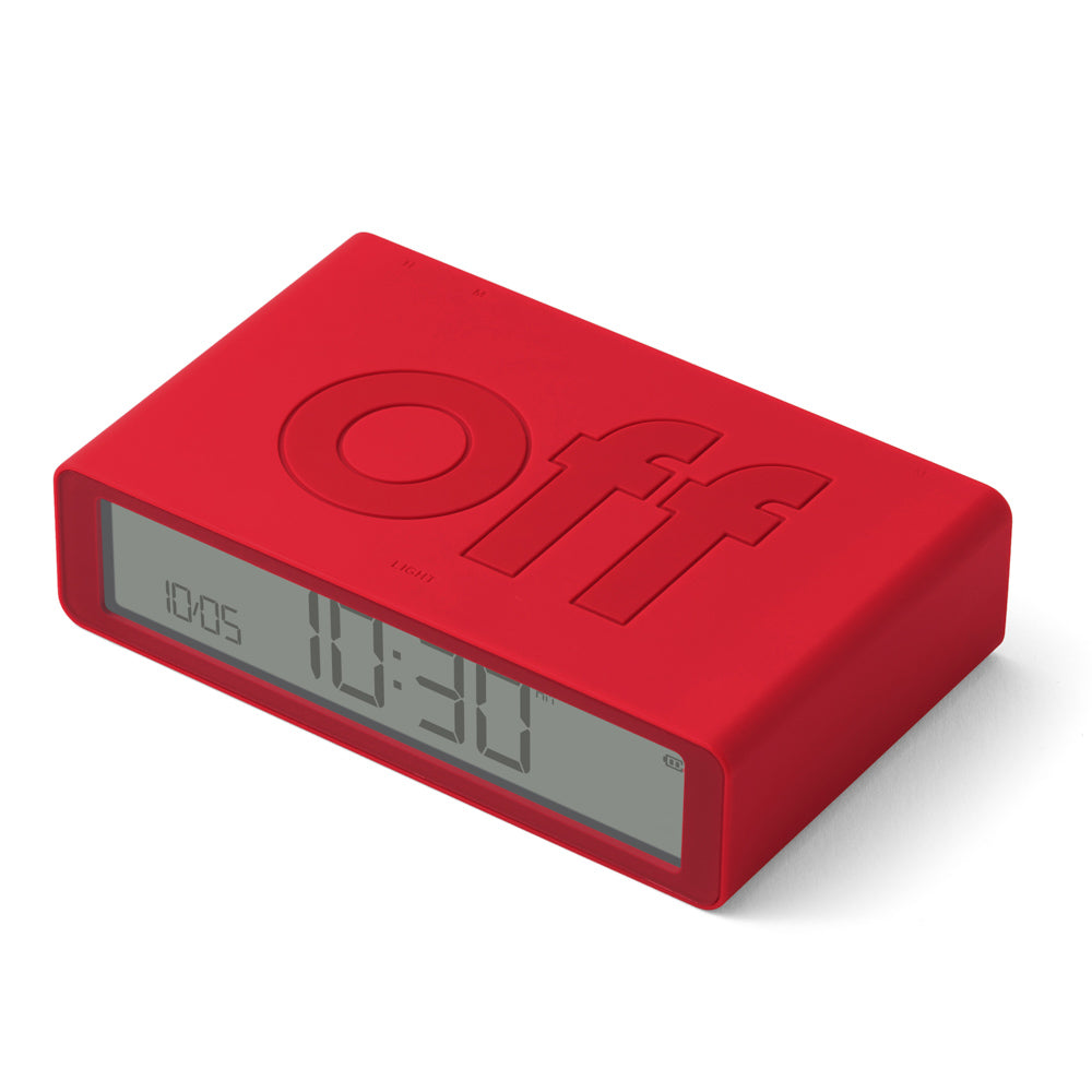 Lexon Flip Classic Rubber Digital Alarm Clock - Red