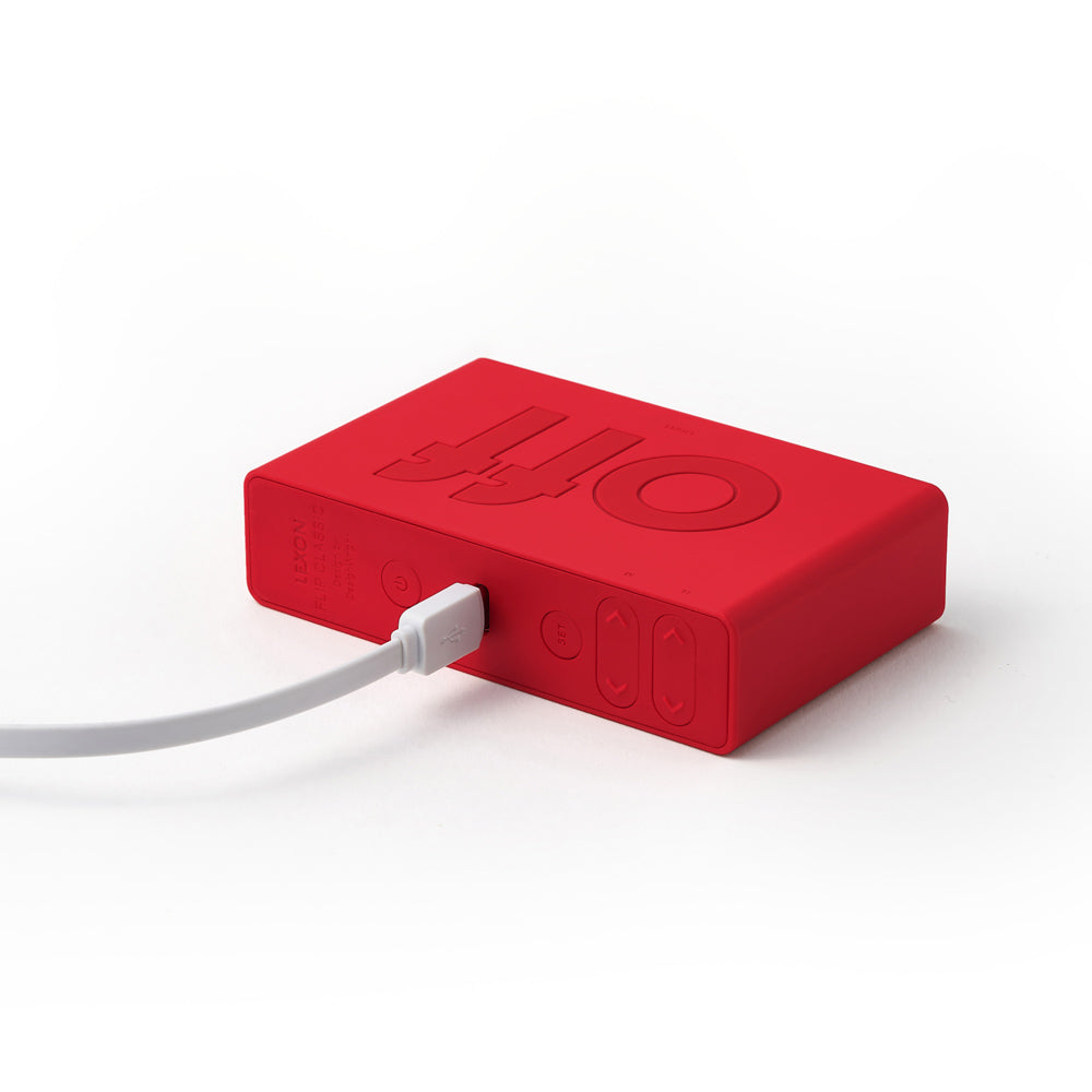 Lexon Flip Classic Rubber Digital Alarm Clock - Red