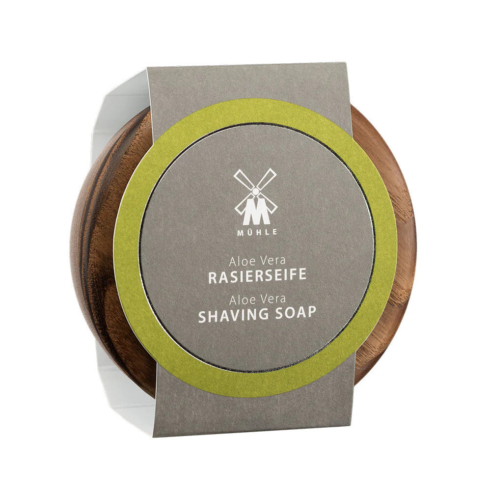 Mühle Aloe Vera Shaving Soap in Wooden Bowl