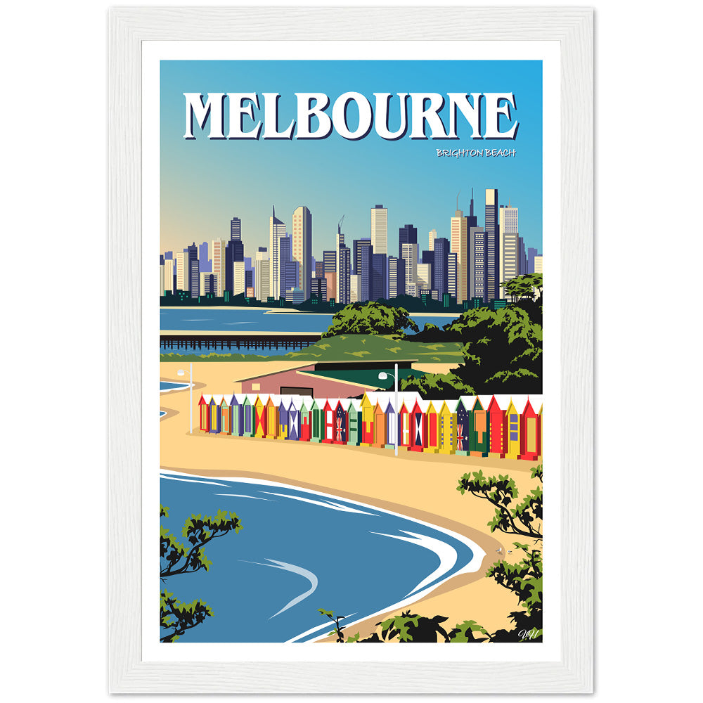 Melbourne - Brighton Beach - Travel Poster, Australia