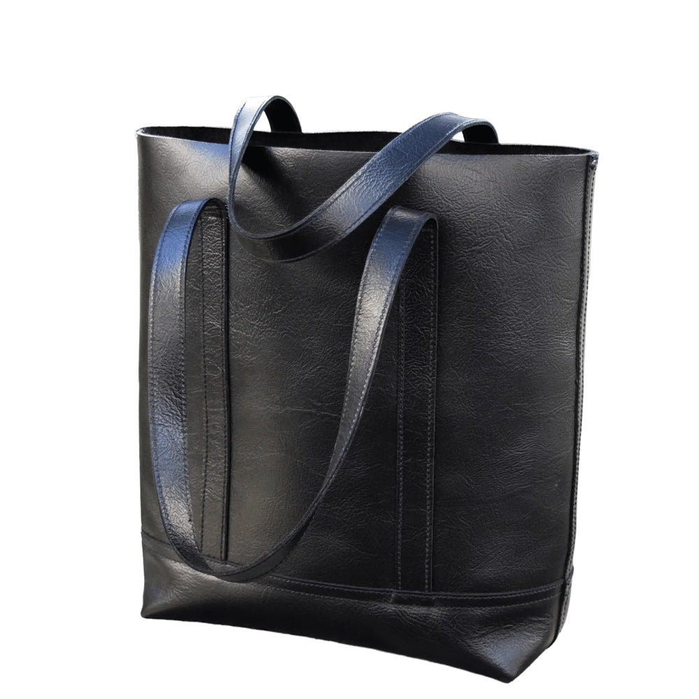 Parisian Crafted Black Leather Business Tote Bag