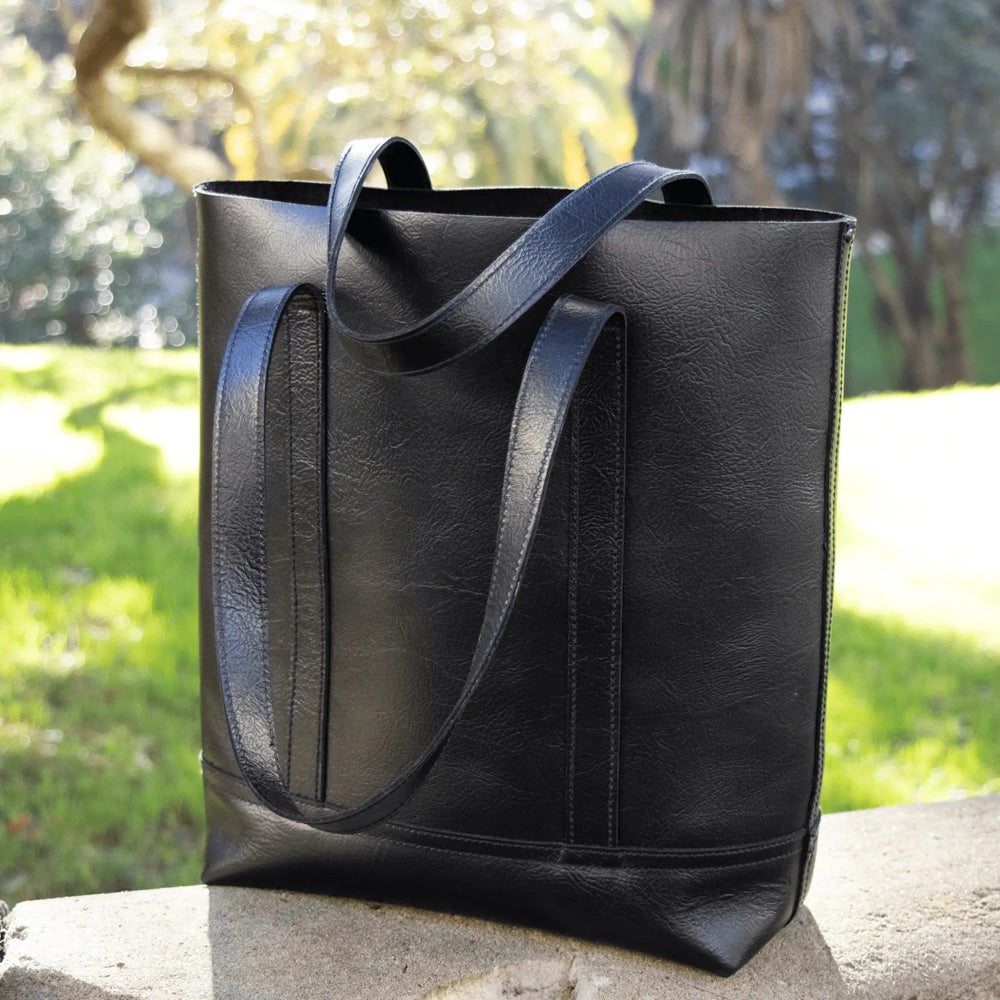 Black Leather Business Tote Bag -Parisian Crafted