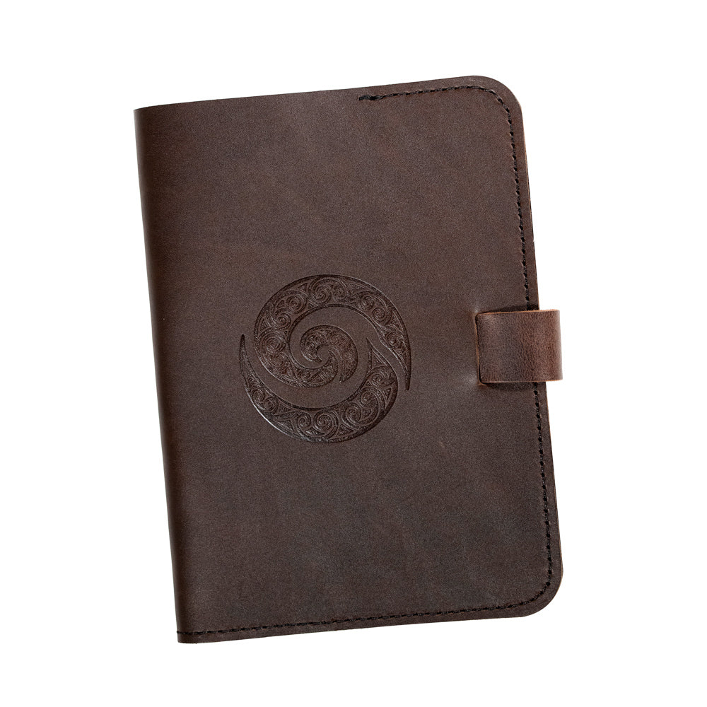 Brown Leather A5 Journal Notebook with Koru Motif - Parisian Crafted