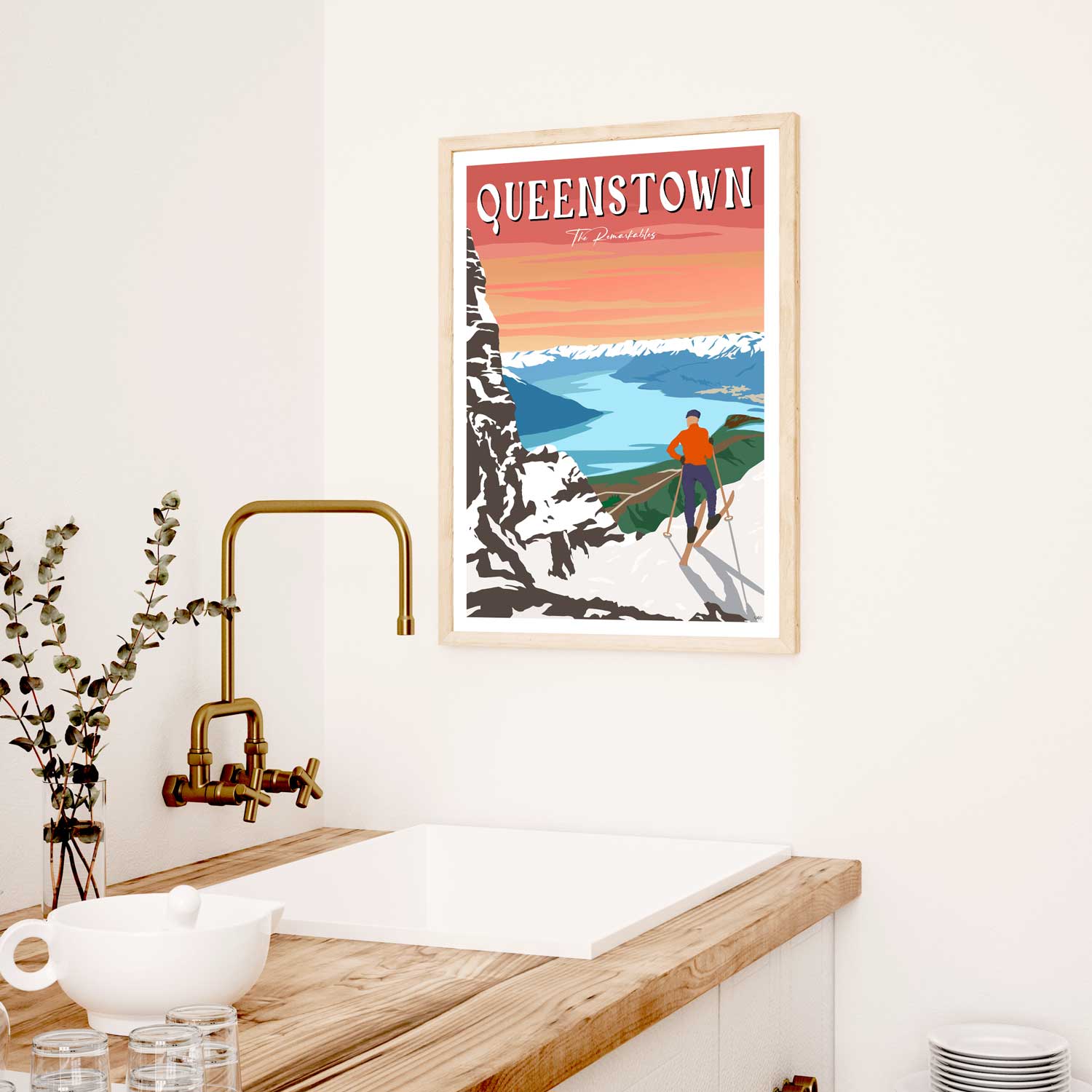 Queenstown - The Remarkables - Travel Poster, New Zealand