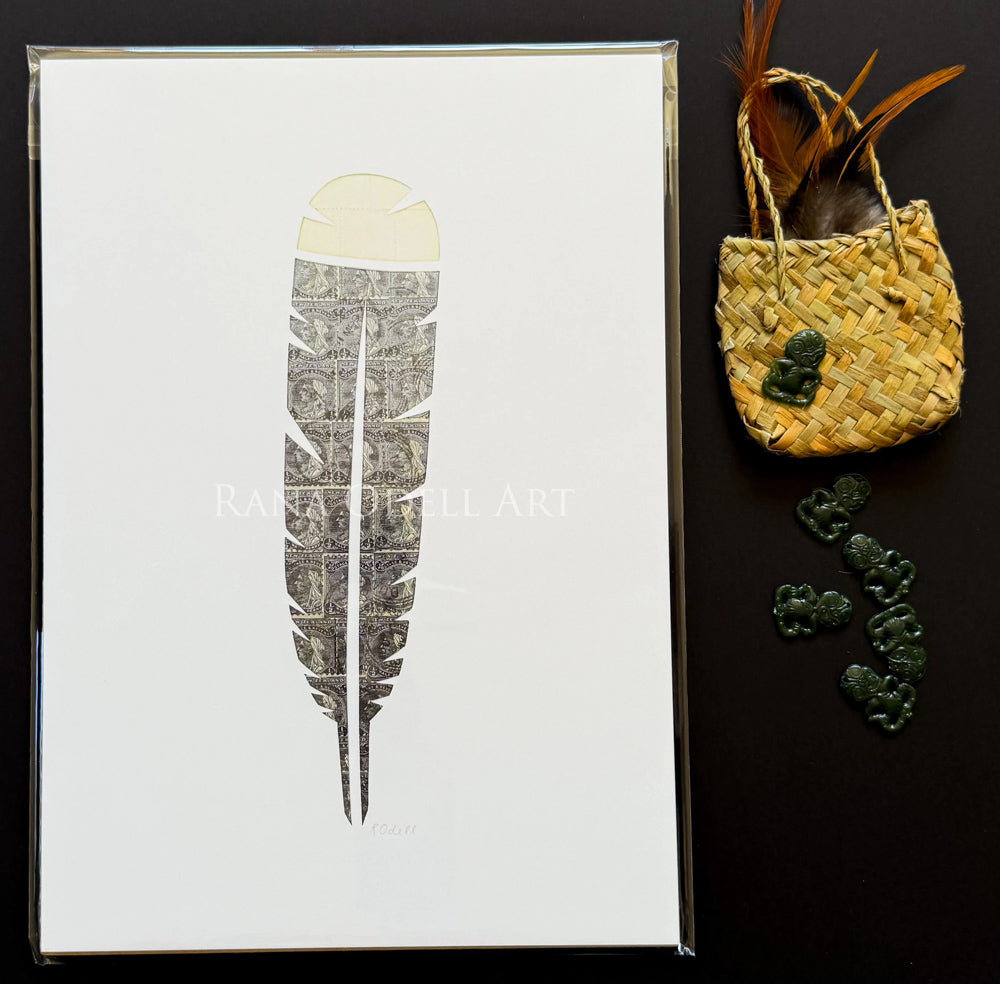 Rana Odell Art Huia Feather - A4 Print