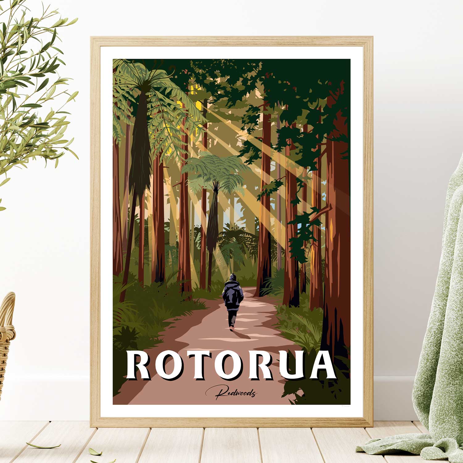 Rotorua Redwood Forest New Zealand Travel Poster