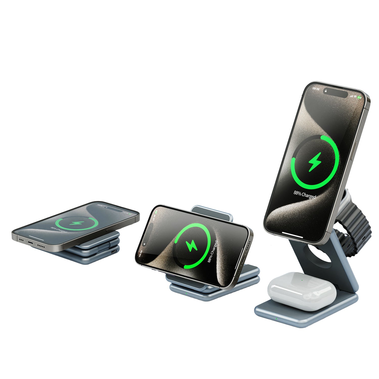 Folding 3-in-1 MagSafe Charger for Phone, Watch & AirPods