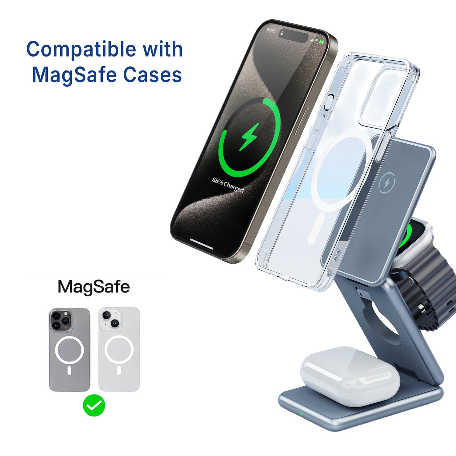 Folding 3-in-1 MagSafe Phone Charger