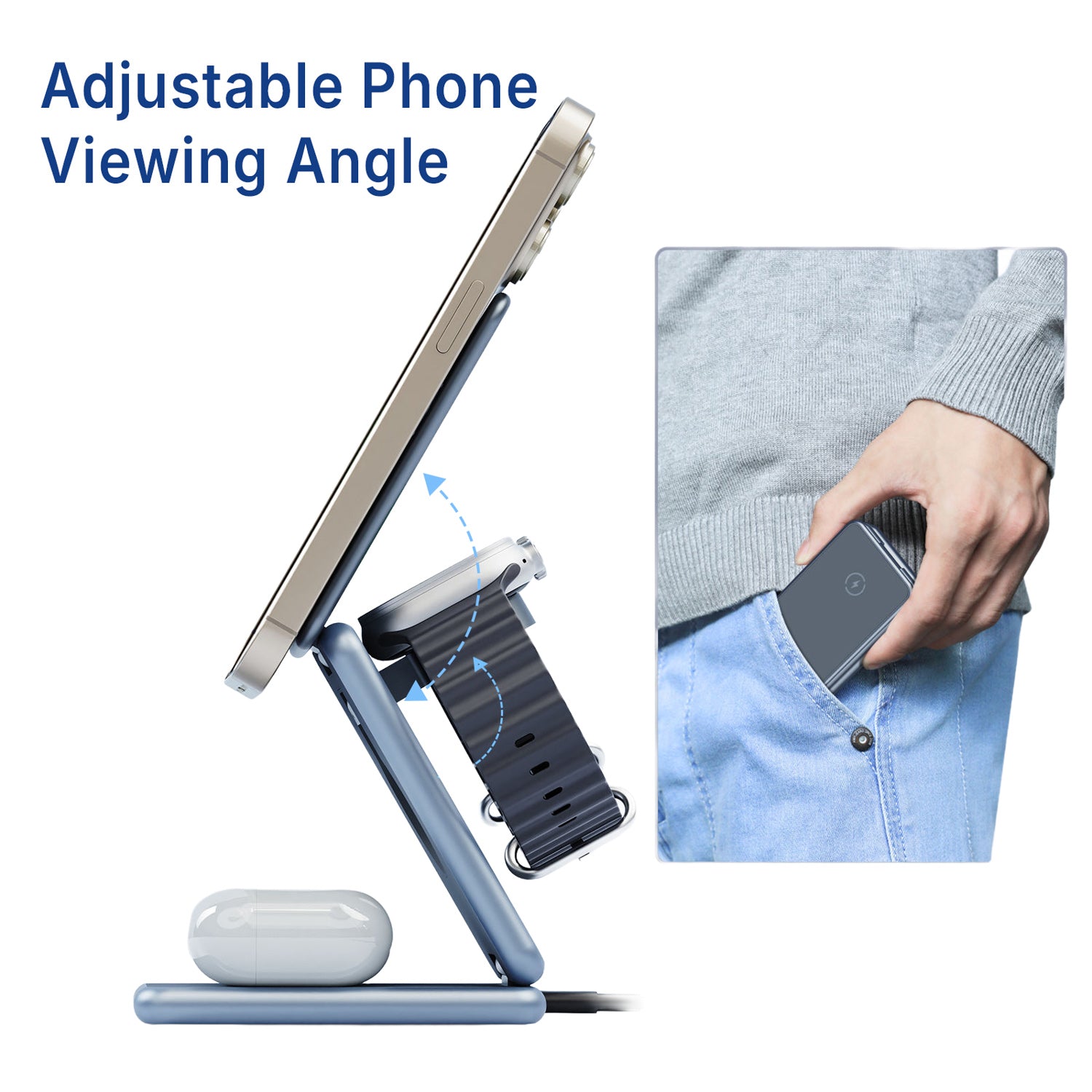 Folding 3-in-1 MagSafe Phone Charger