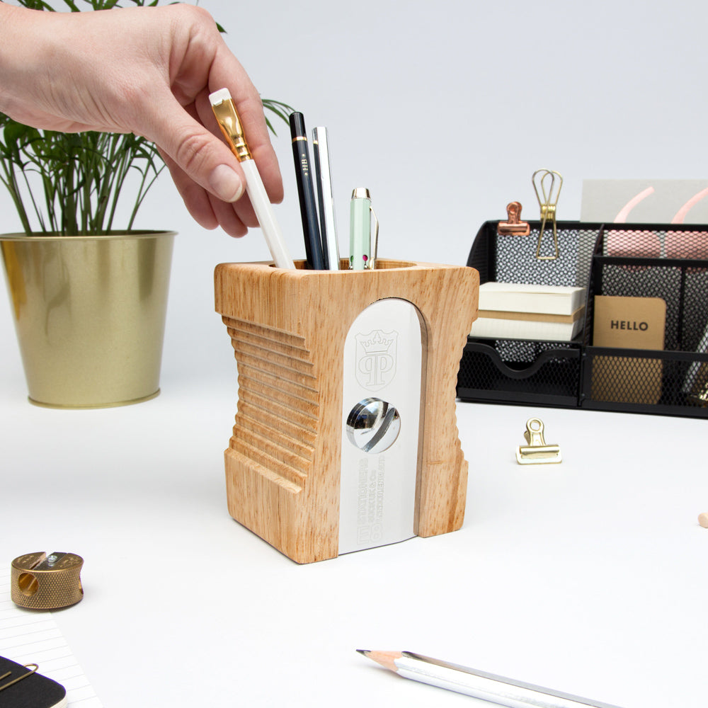 Pencil Sharpener Desk Tidy - Dark Wood