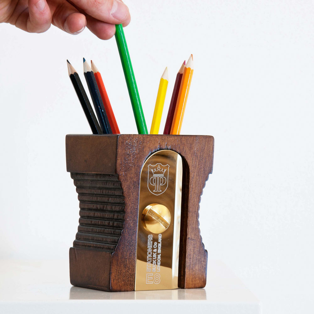 Pencil Sharpener Desk Tidy - Dark Wood