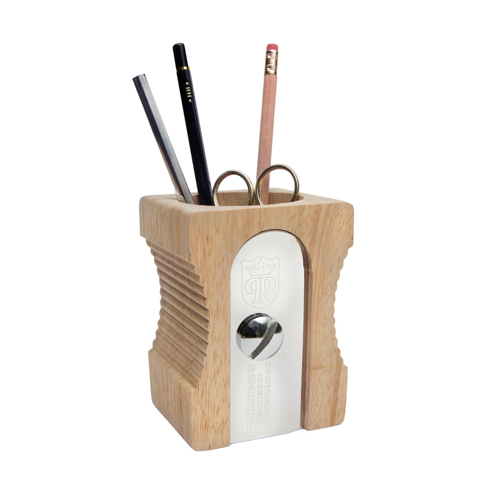 Giant Wooden pencil sharpener that acts as a pen and pencil holder - Suck UK