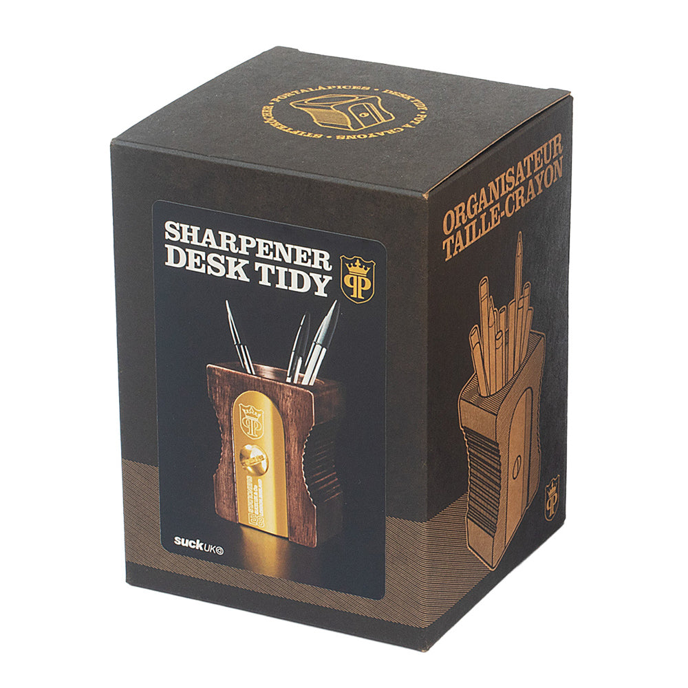 Pencil Sharpener Desk Tidy - Dark Wood