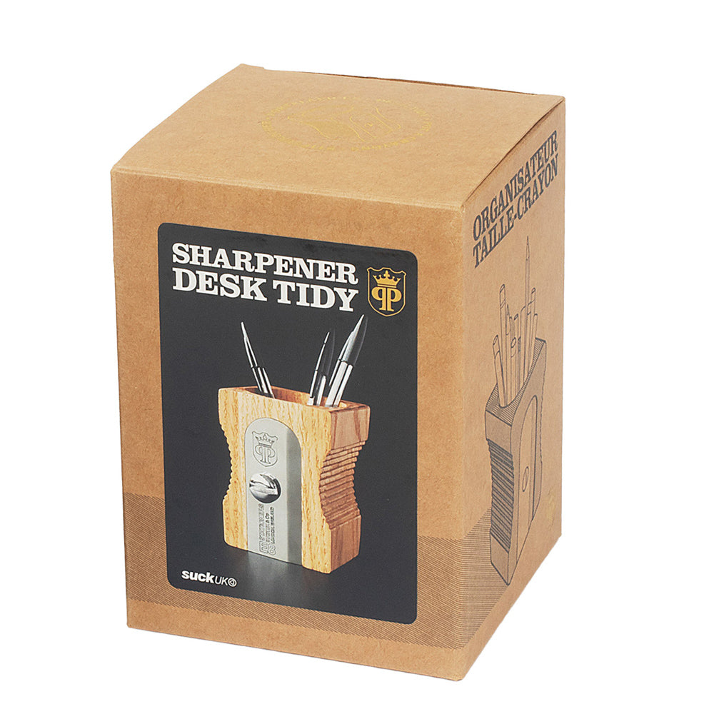 Pencil Sharpener Desk Tidy - Dark Wood