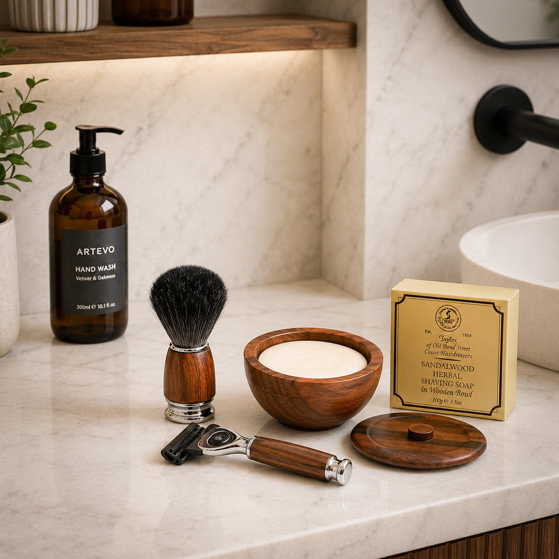 Taylor of Old Bond St Sandalwood Soap in Wooden Bowl