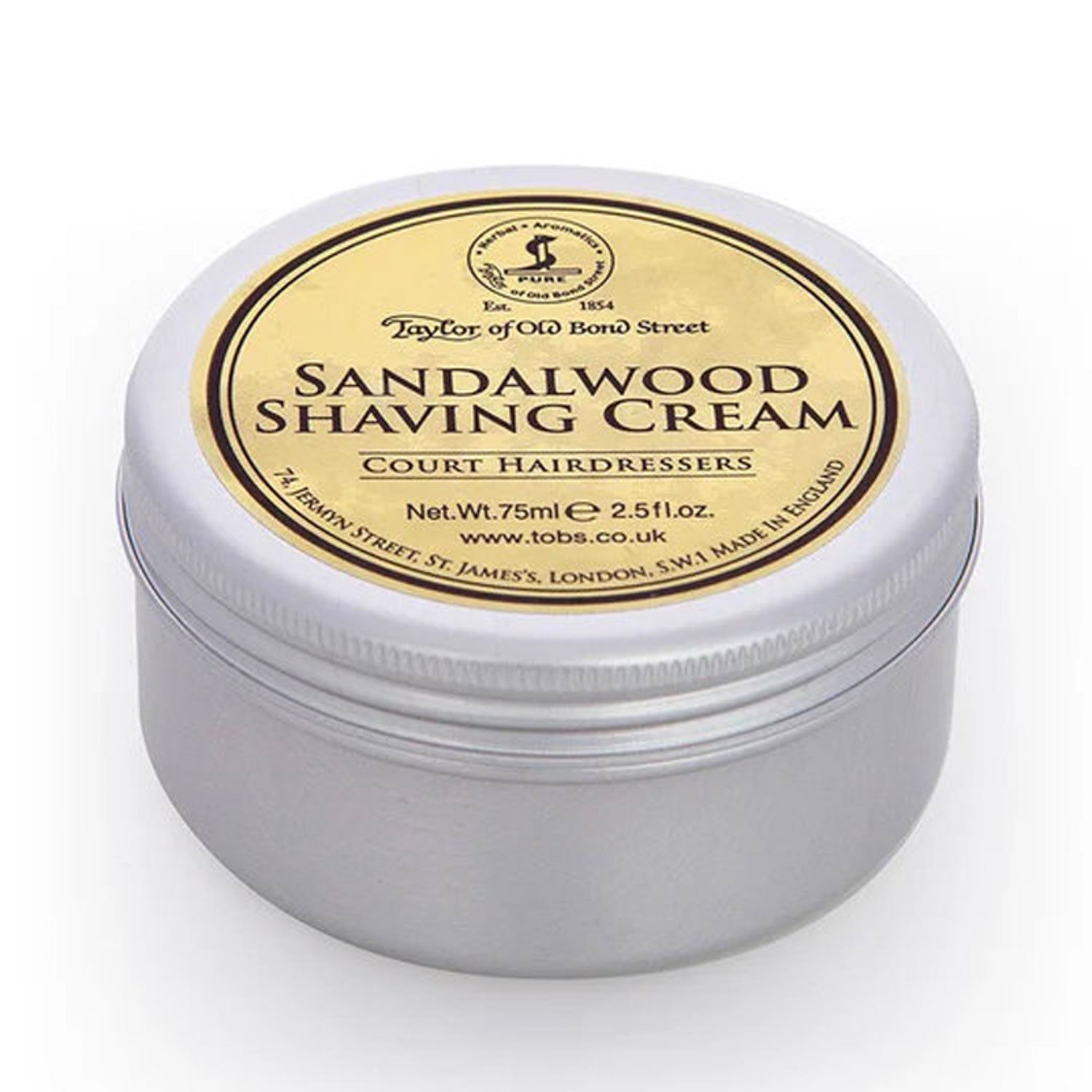 Taylor of Old Bond St Sandalwood Shaving cream in a tin - travel size - Artevo
