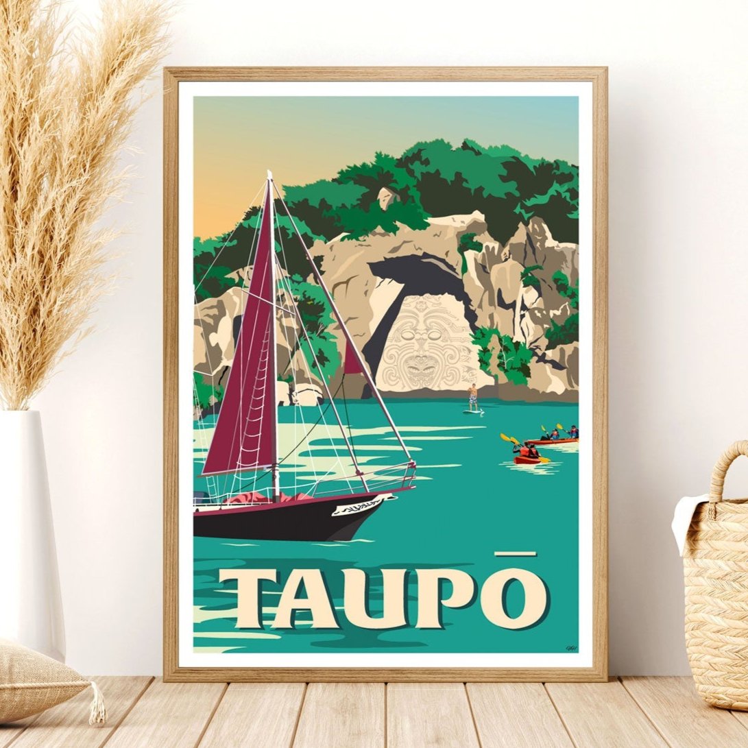 Taupō Ngātoroirangi Rock Travel Poster, New Zealand