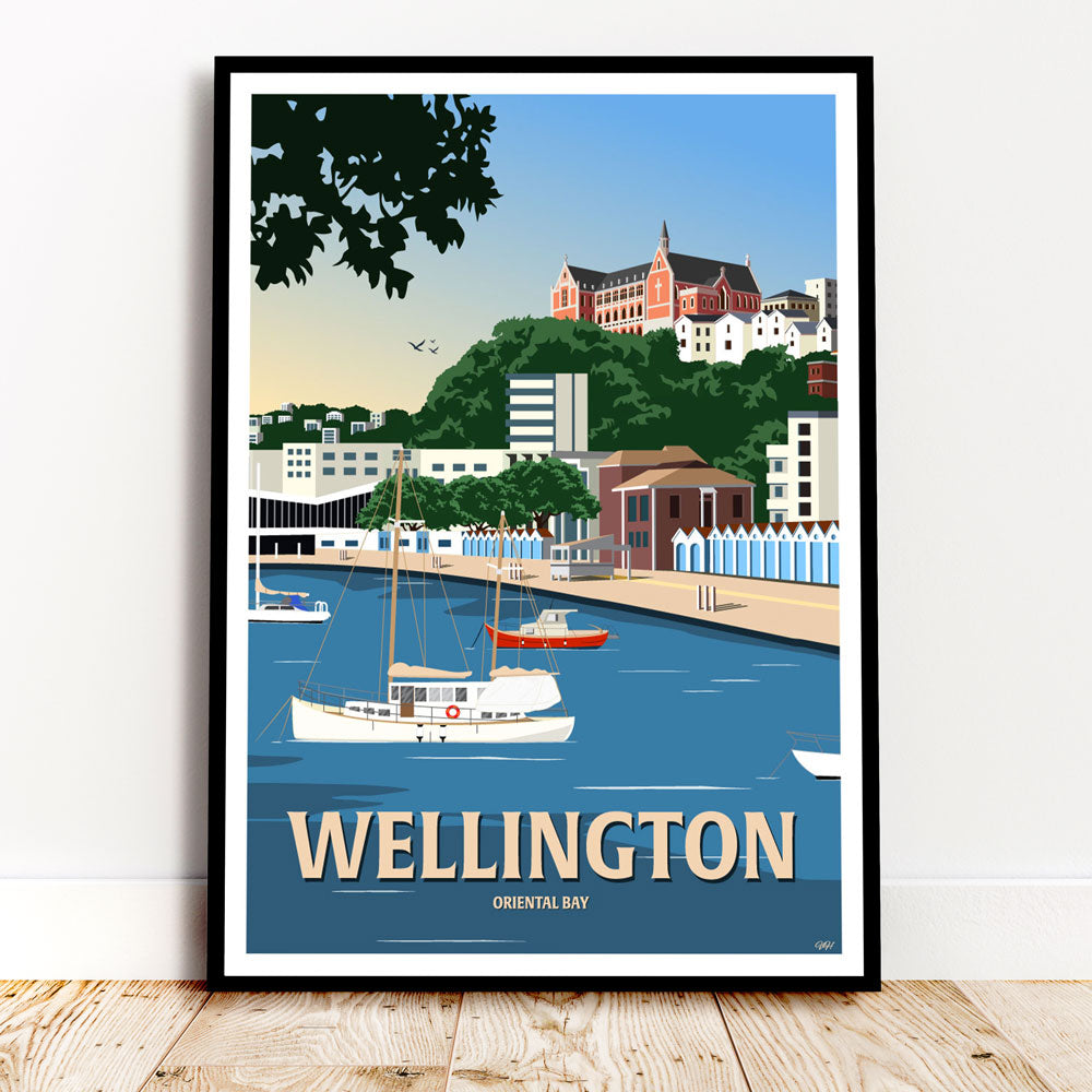 Wellington - Oriental Bay - Travel Poster, New Zealand
