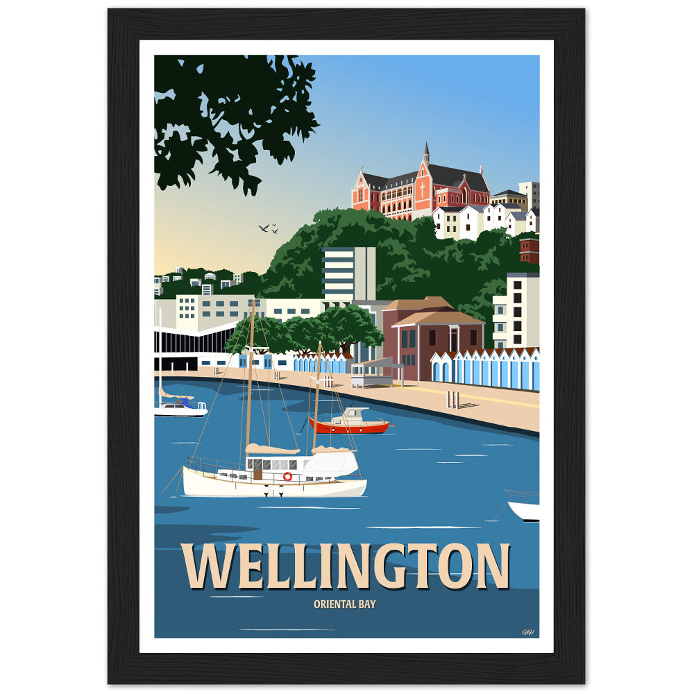 Wellington - Oriental Bay - Travel Poster, New Zealand