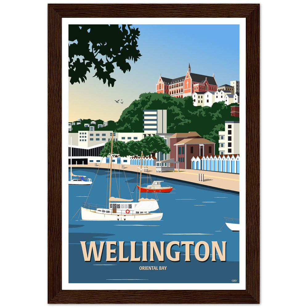 Wellington - Oriental Bay - Travel Poster, New Zealand