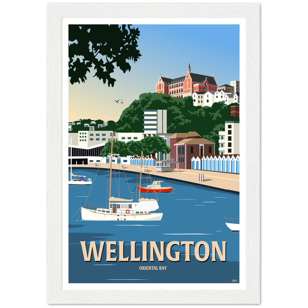 Wellington - Oriental Bay - Travel Poster, New Zealand
