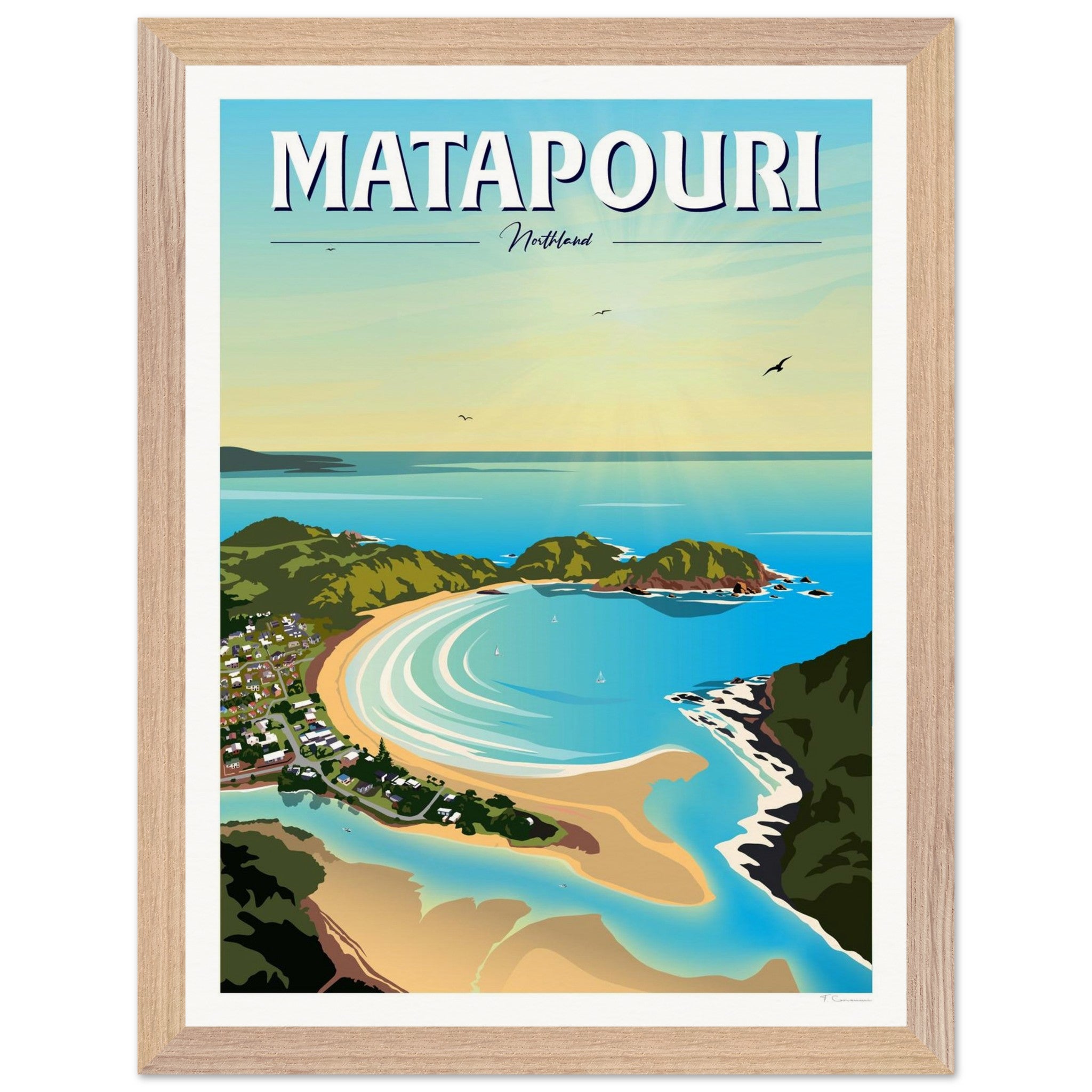 Matapouri Travel Poster, New Zealand