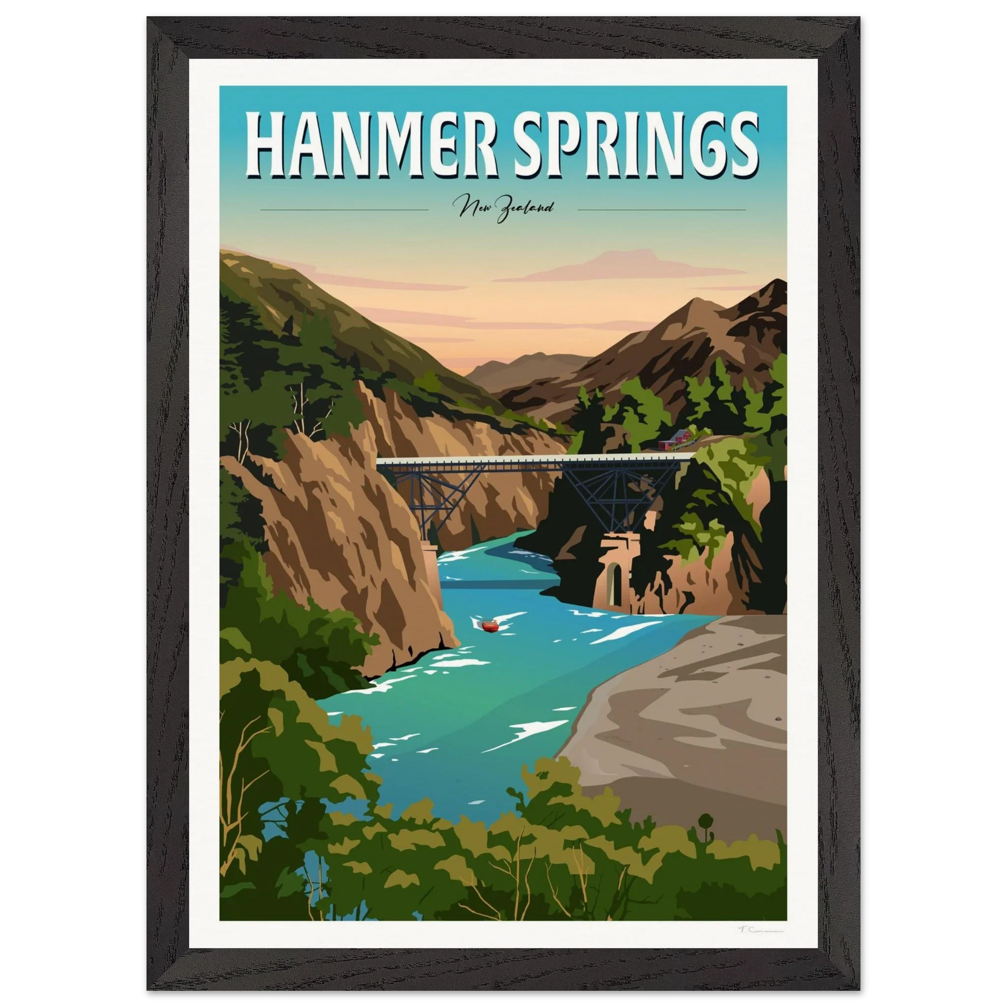Hanmer Springs Travel Poster, New Zealand