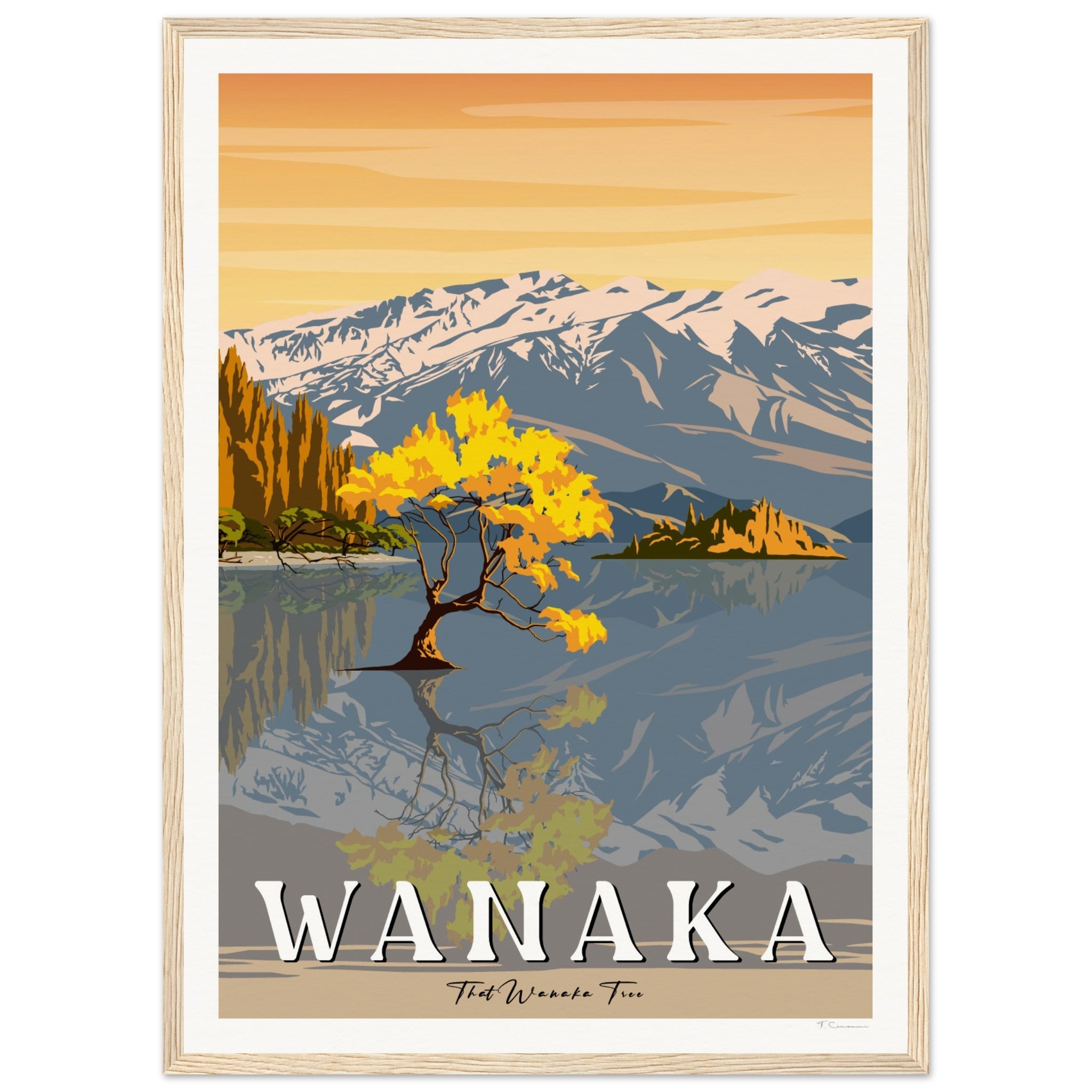 Wanaka Tree in the Lake - Travel Poster, New Zealand