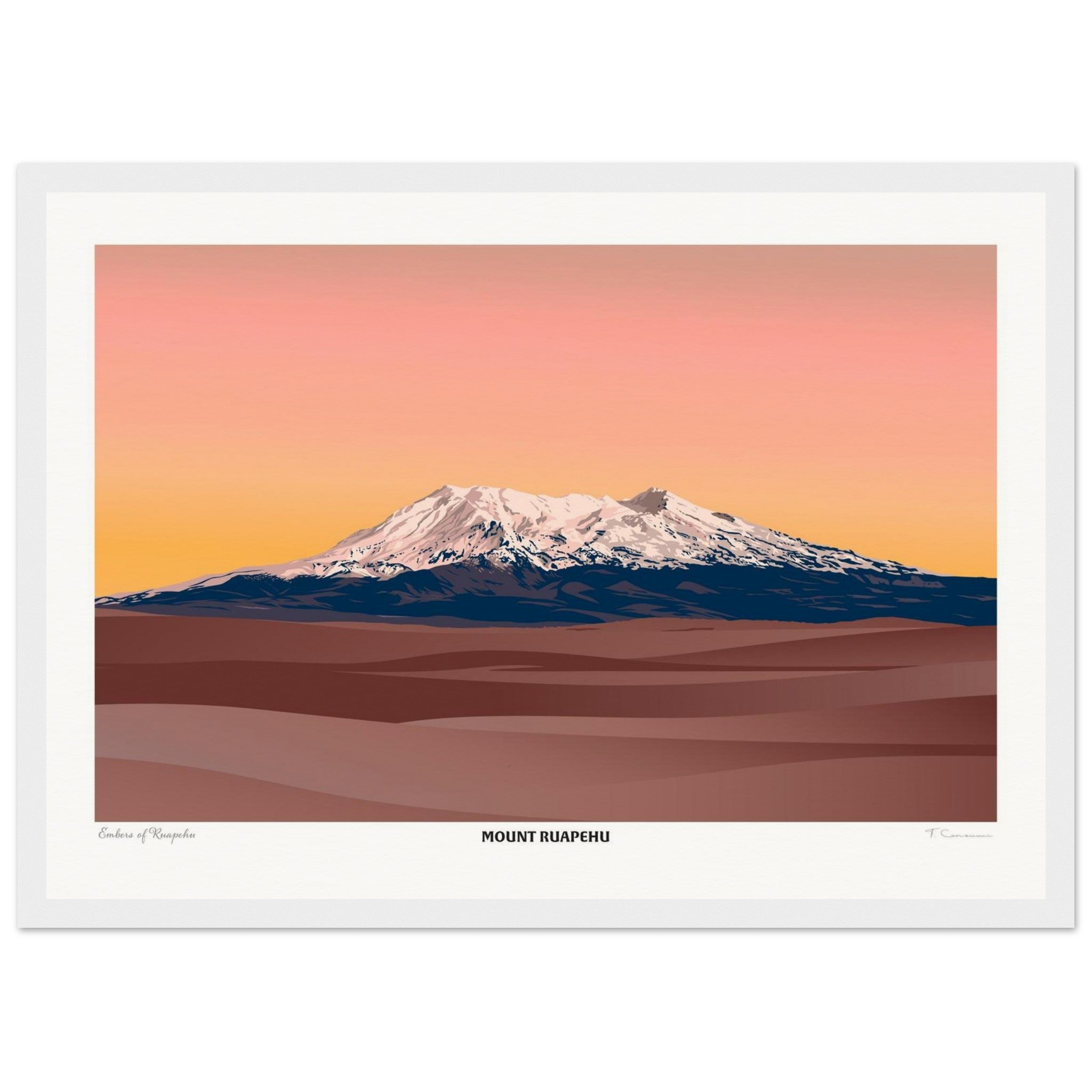 Mount Ruapehu Travel Poster, New Zealand