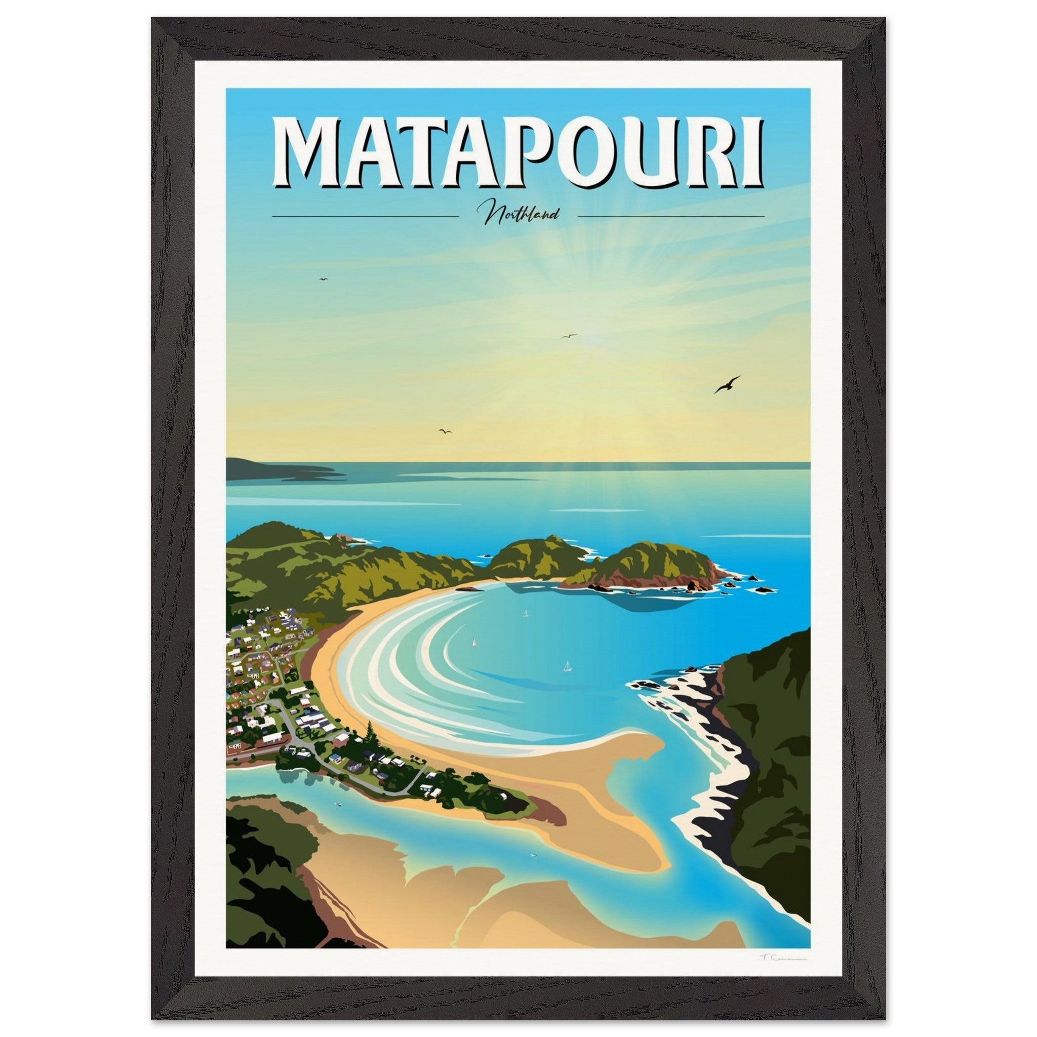 Matapouri Travel Poster, New Zealand