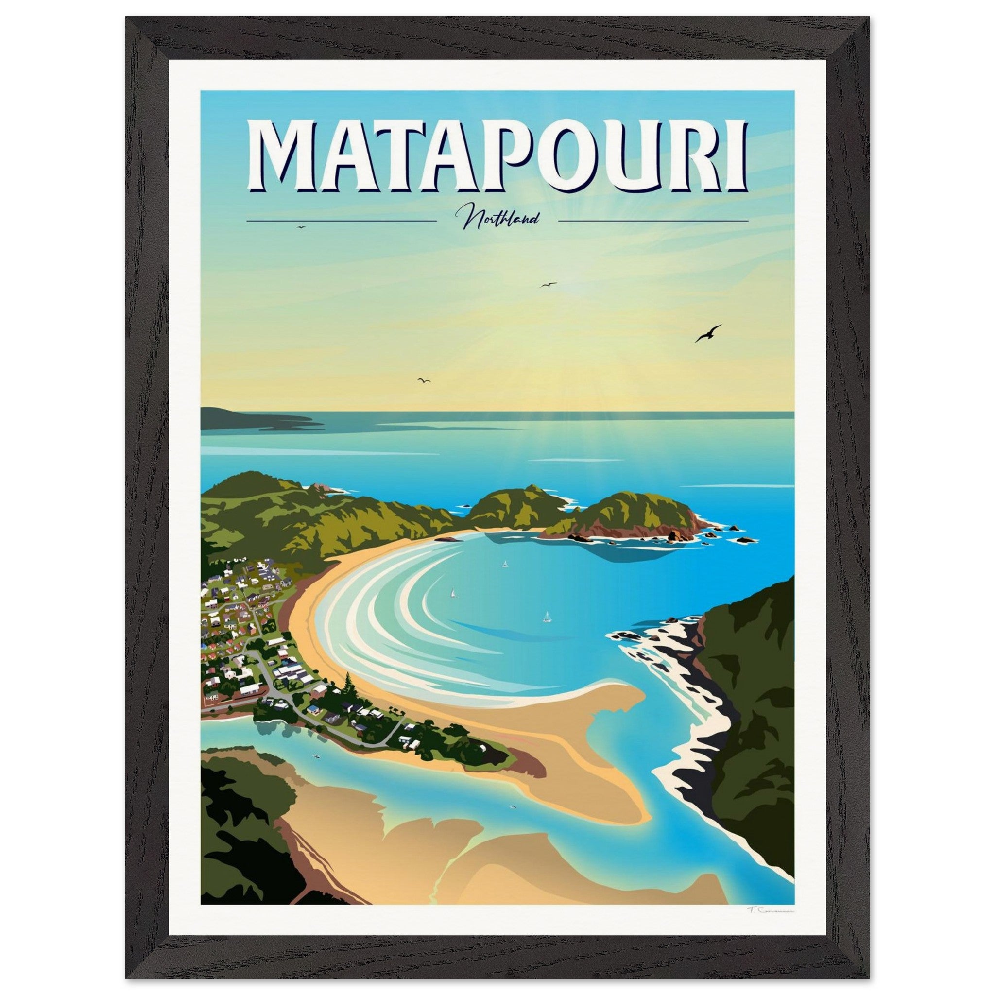Matapouri Travel Poster, New Zealand