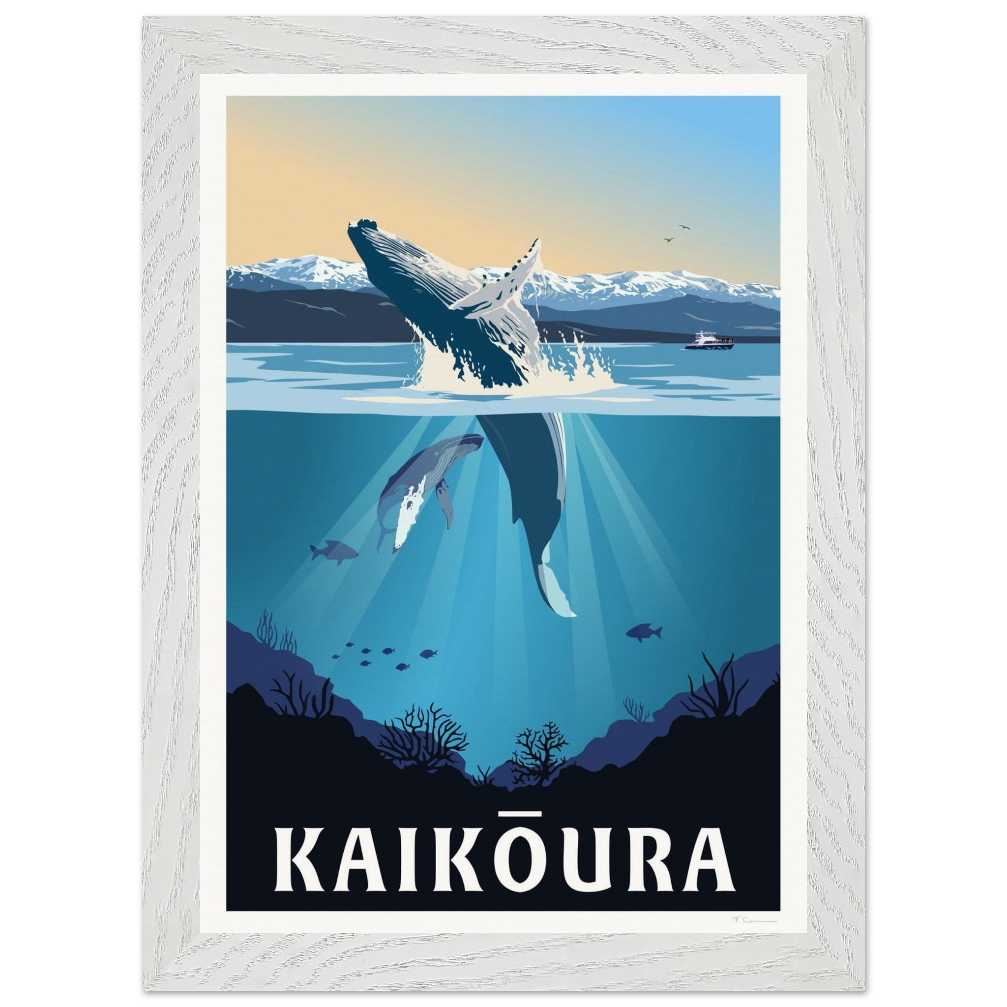 Kaikōura Whale Watching Travel Poster, New Zealand