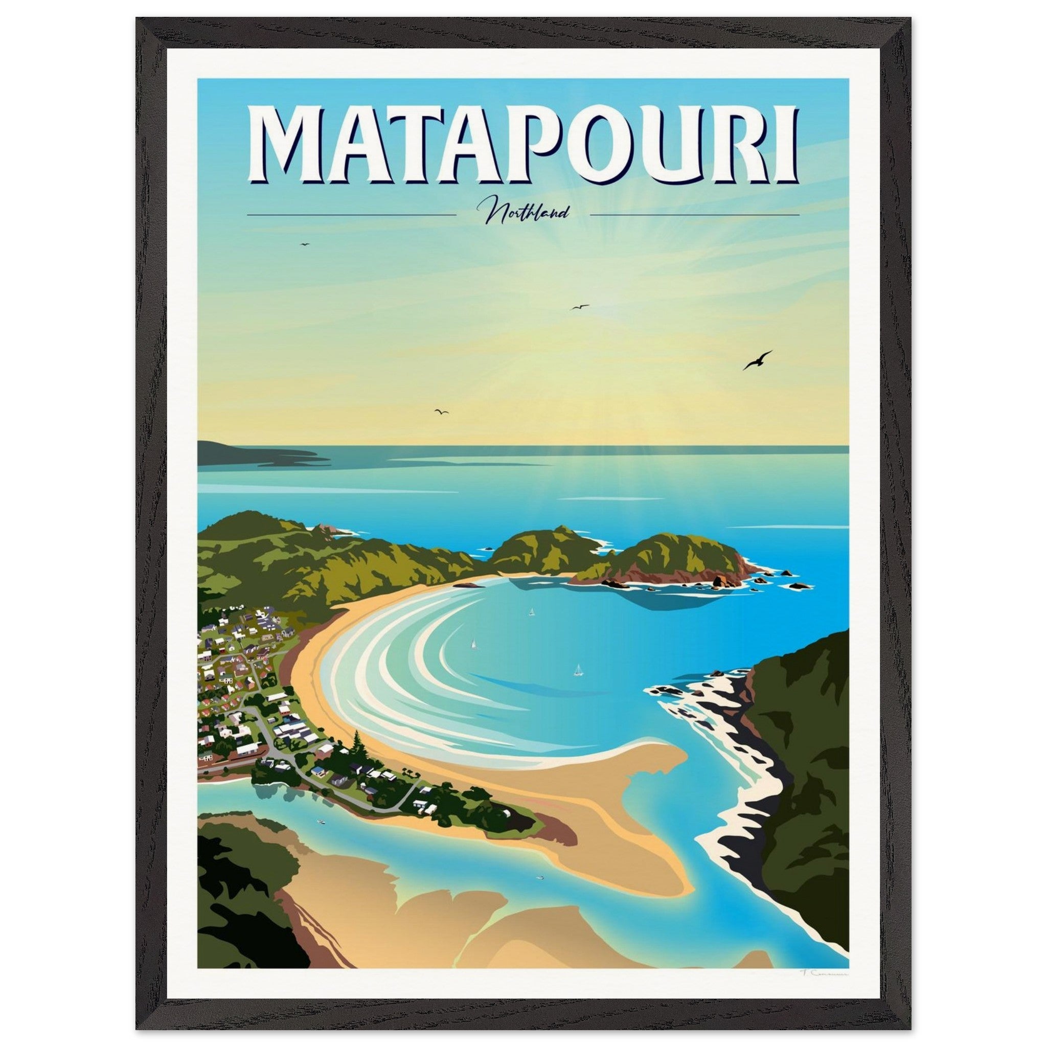 Matapouri Travel Poster, New Zealand