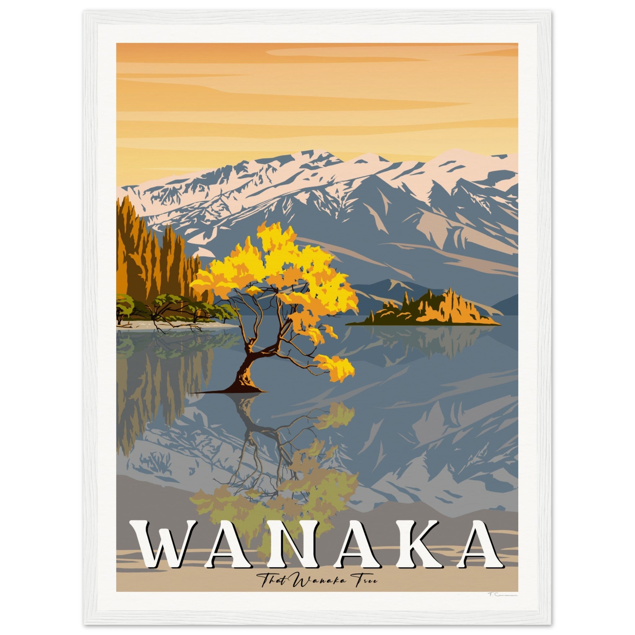 Wanaka Tree in the Lake - Travel Poster, New Zealand