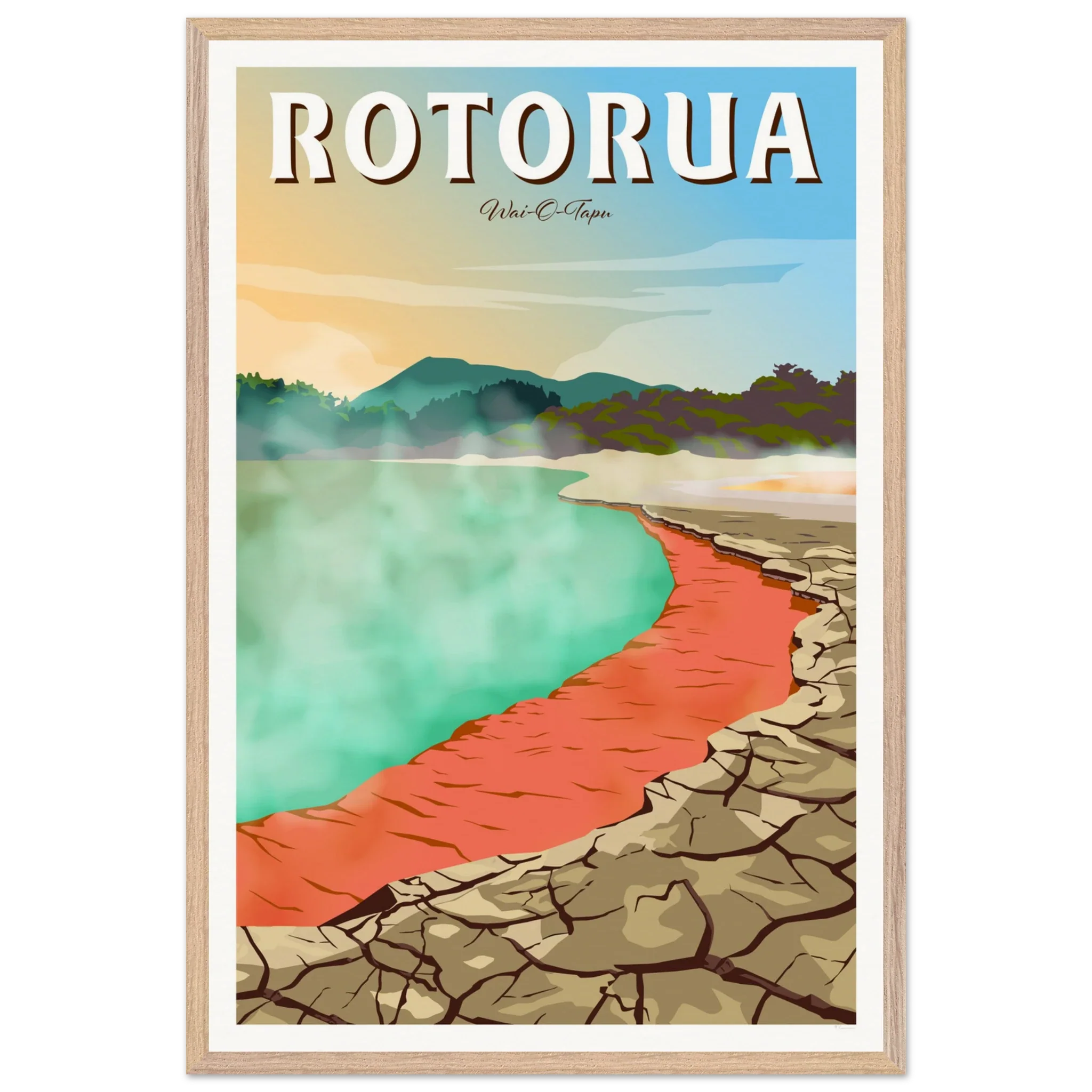 Rotorua Waiotapu New Zealand Travel Poster