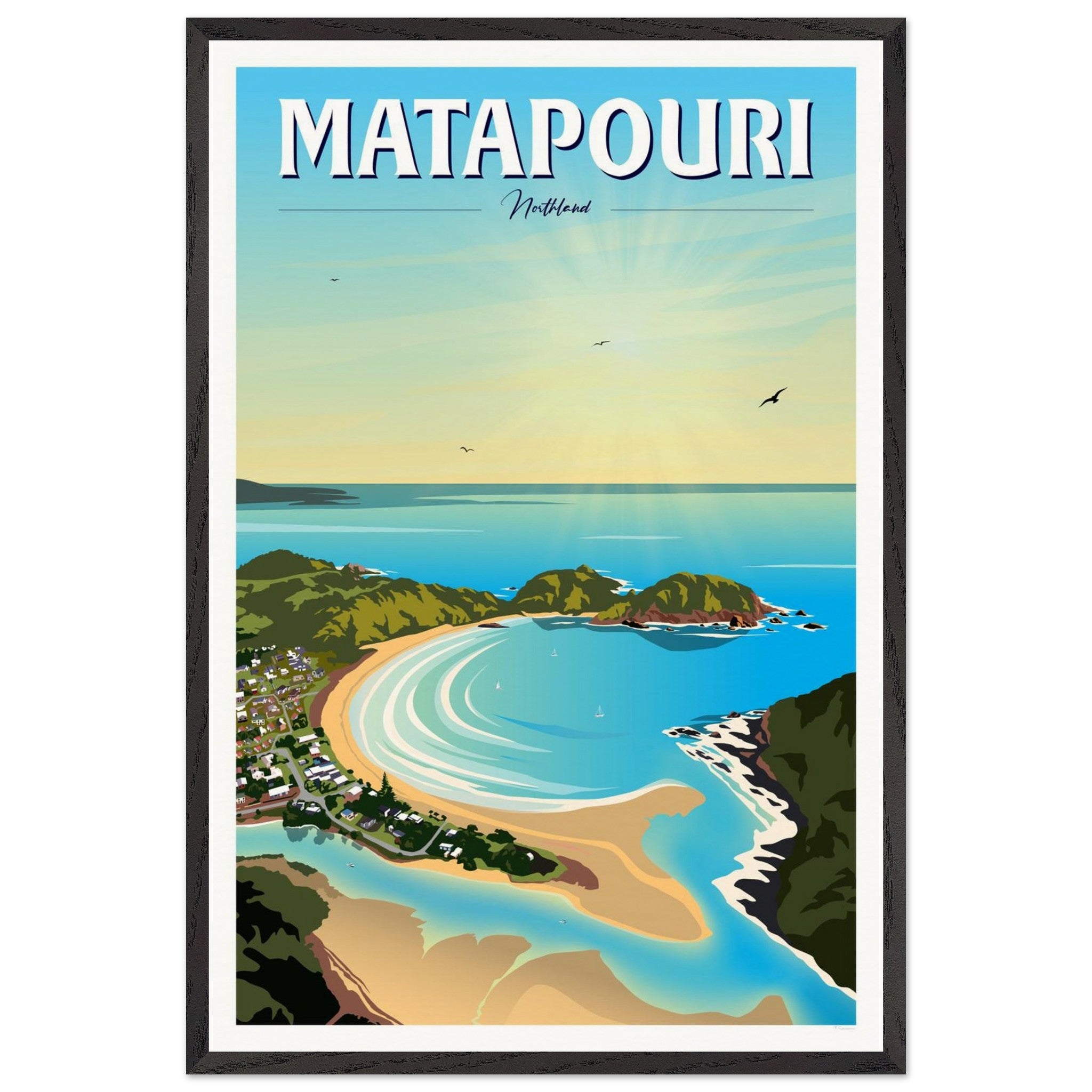 Matapouri Travel Poster, New Zealand