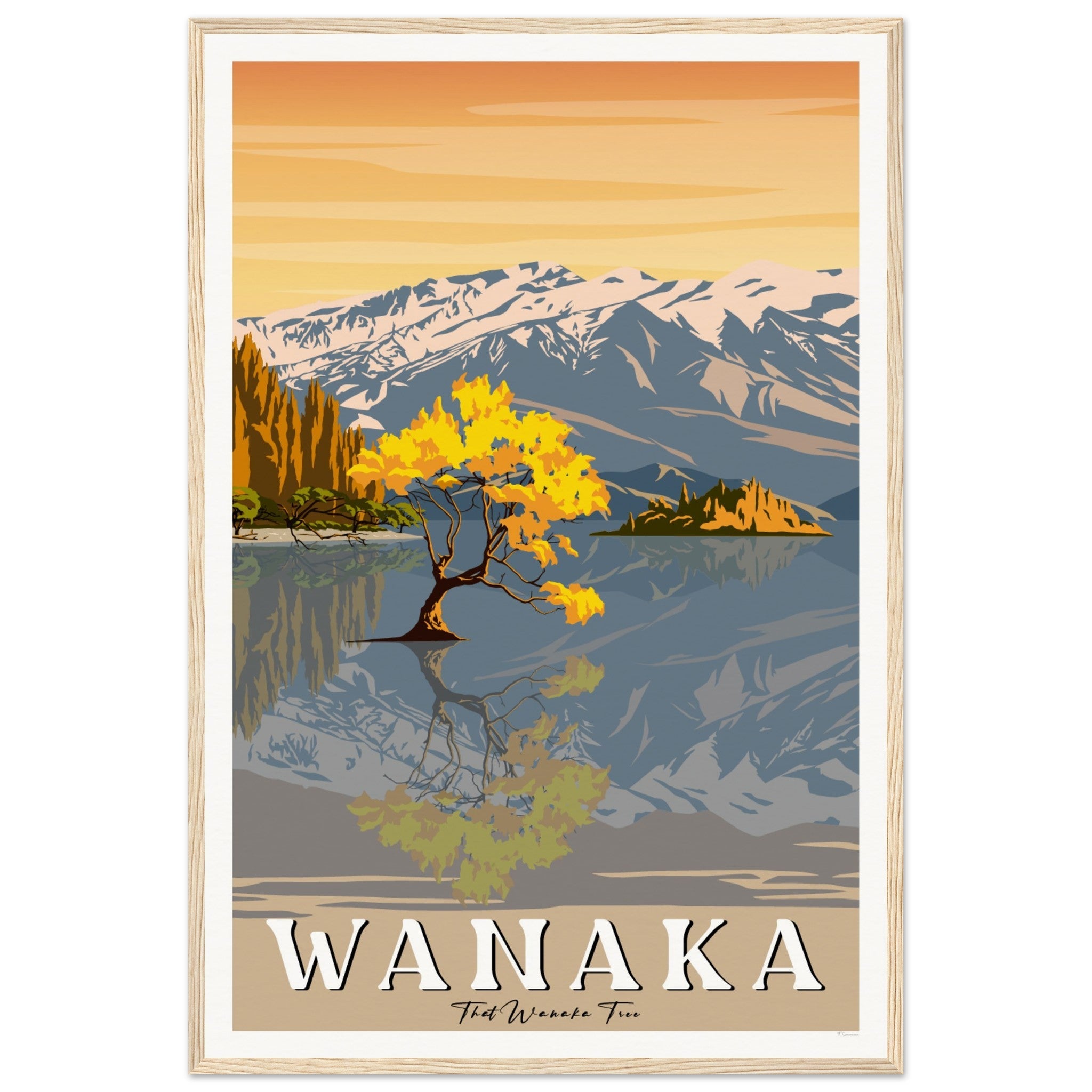 Wanaka Tree in the Lake - Travel Poster, New Zealand