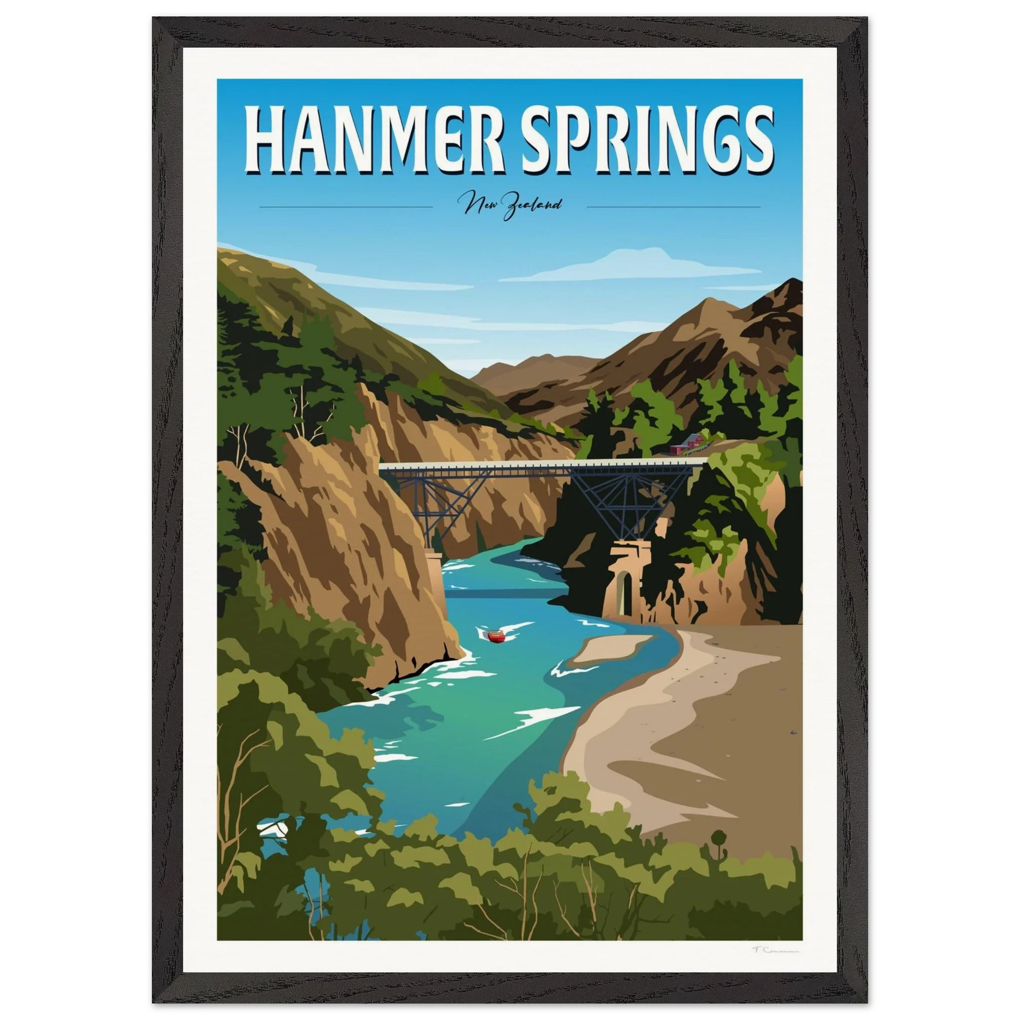 Hanmer Springs Summer Day Travel Poster, New Zealand