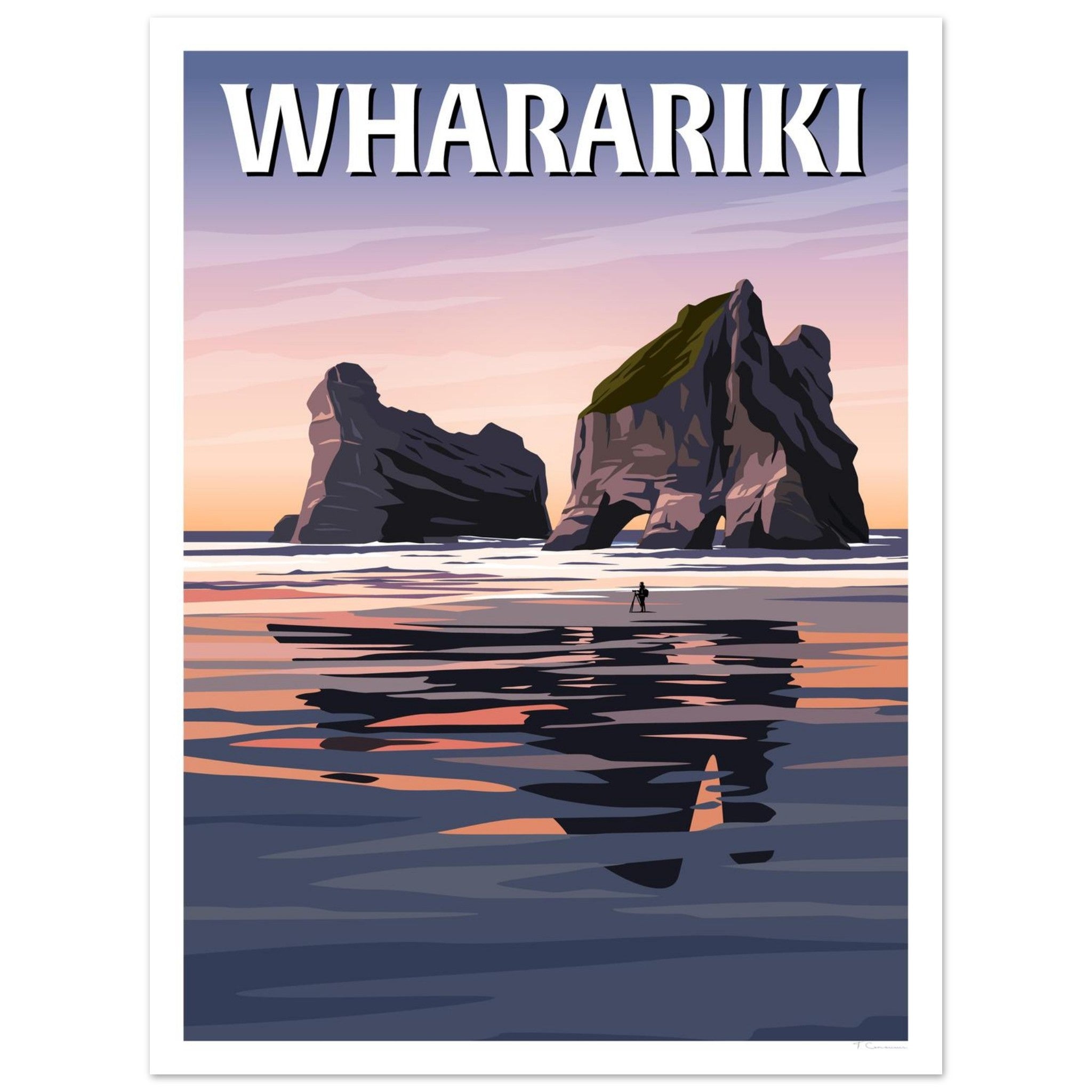 Wharariki Sunset Travel Poster, New Zealand