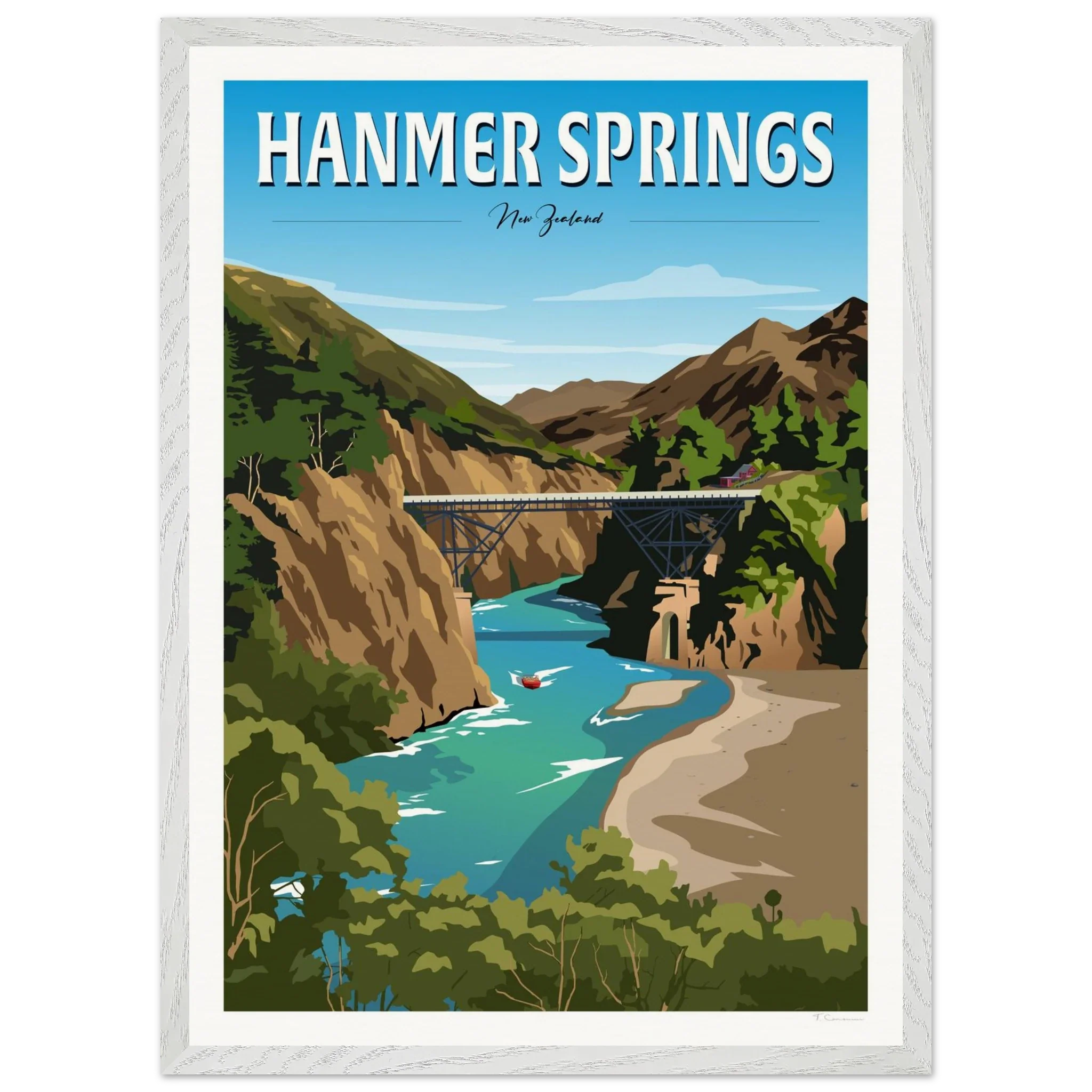 Hanmer Springs Summer Day Travel Poster, New Zealand