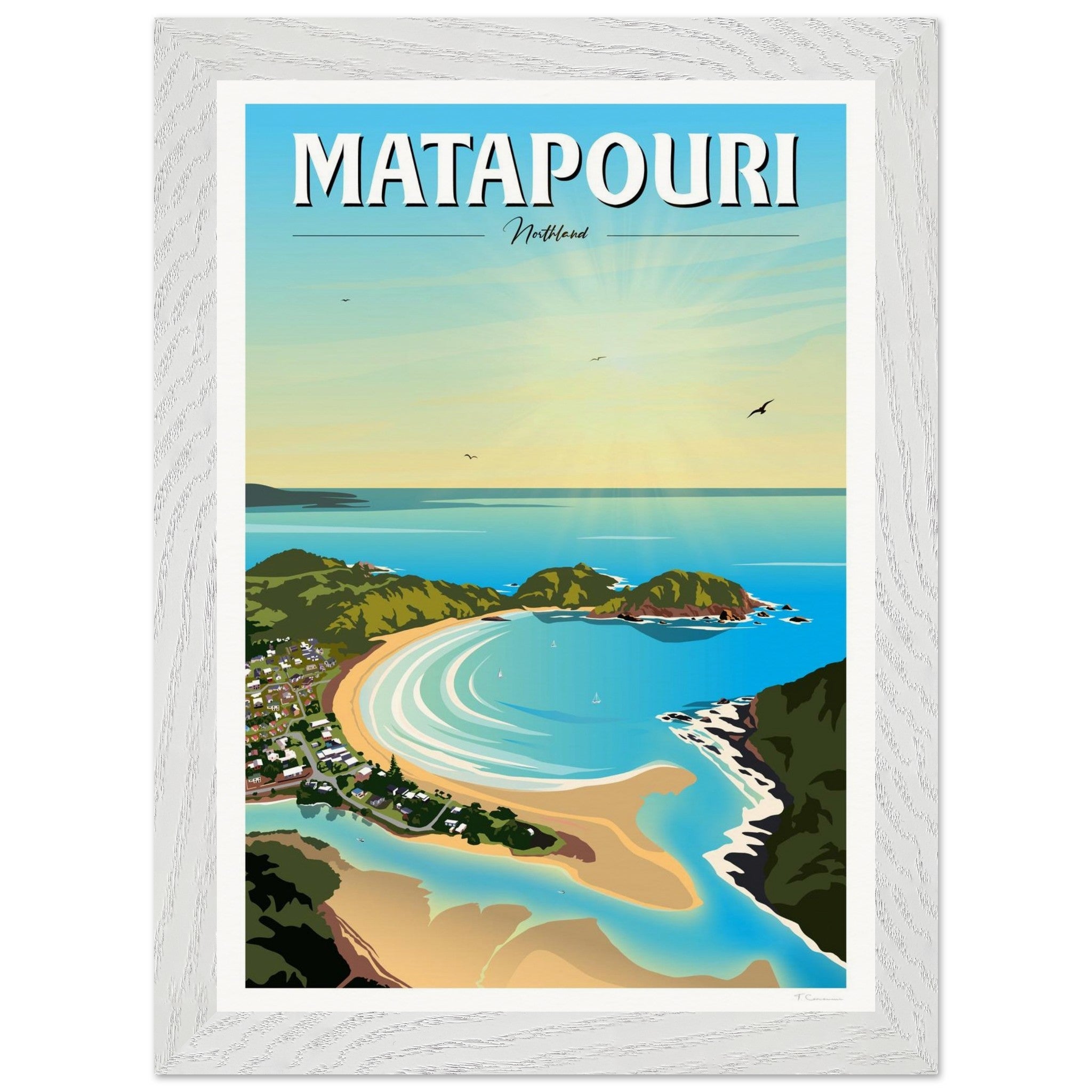 Matapouri Travel Poster, New Zealand