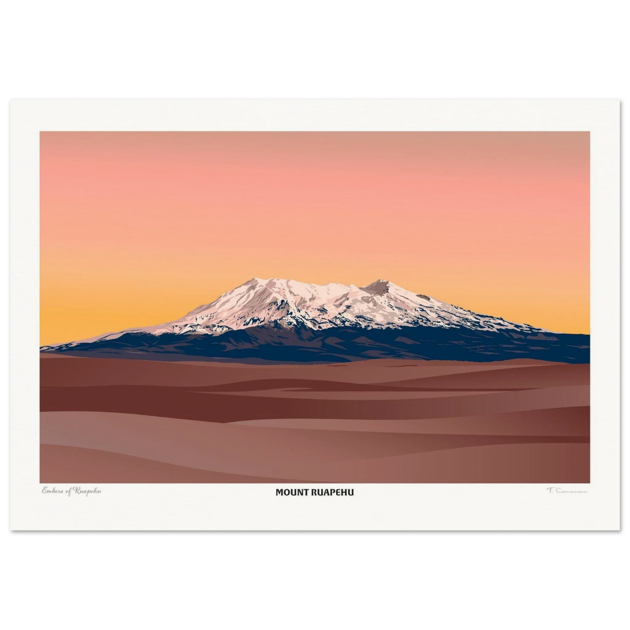 Mount Ruapehu Travel Poster, New Zealand