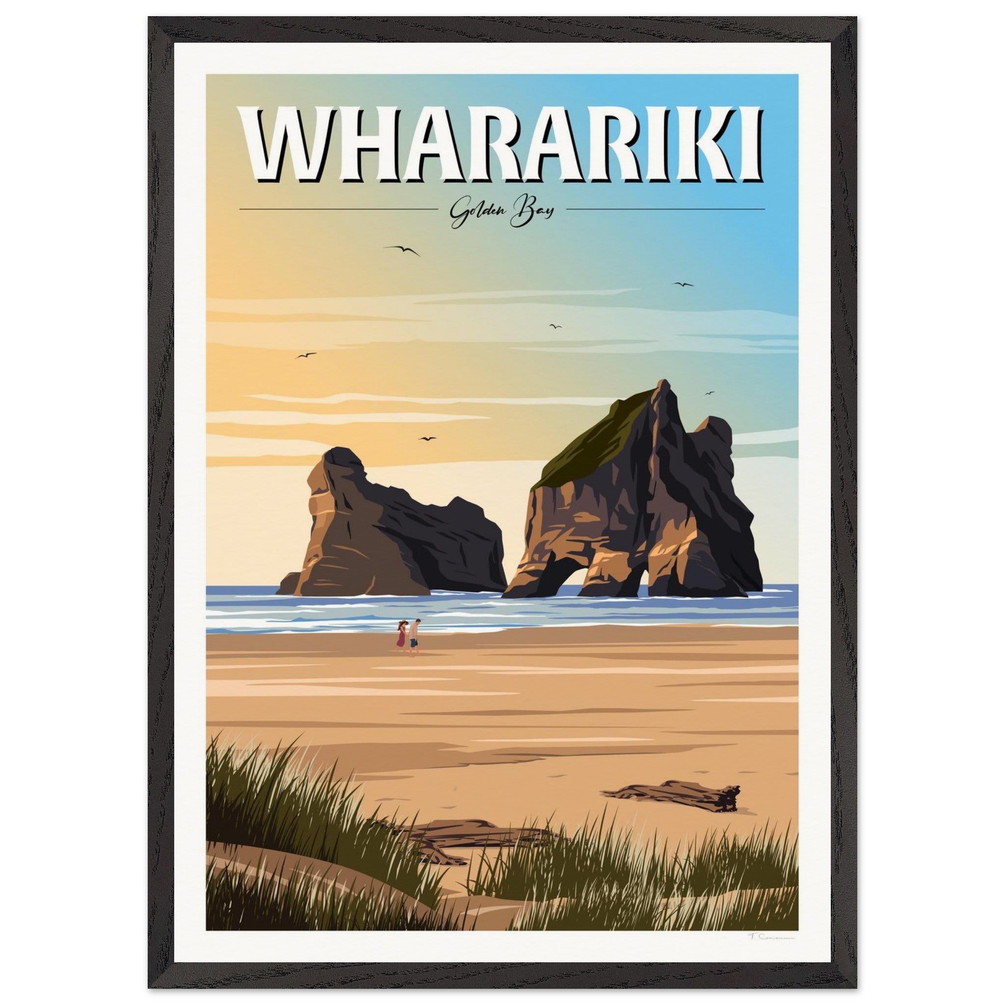 Wharariki Golden Bay Travel Poster, New Zealand