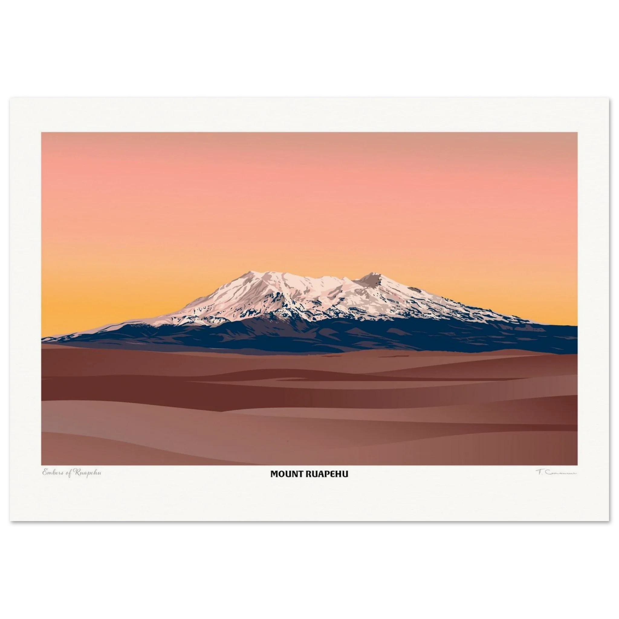 Tavel Poster of Mount Ruapehu, New Zealand - Tiffany Consumi - Artevo