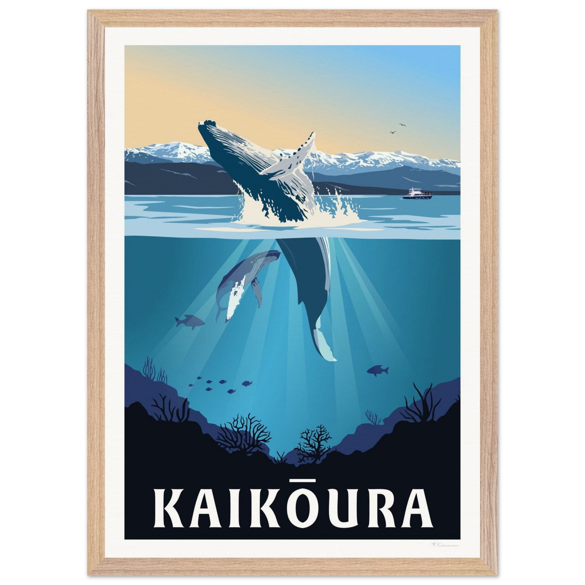 Kaikōura Whale Watching Travel Poster, New Zealand