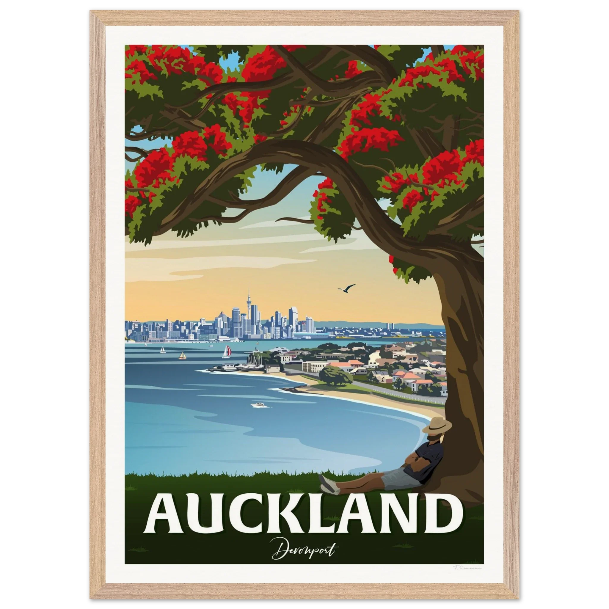 Auckland from Northhead New Zealand Travel Poster